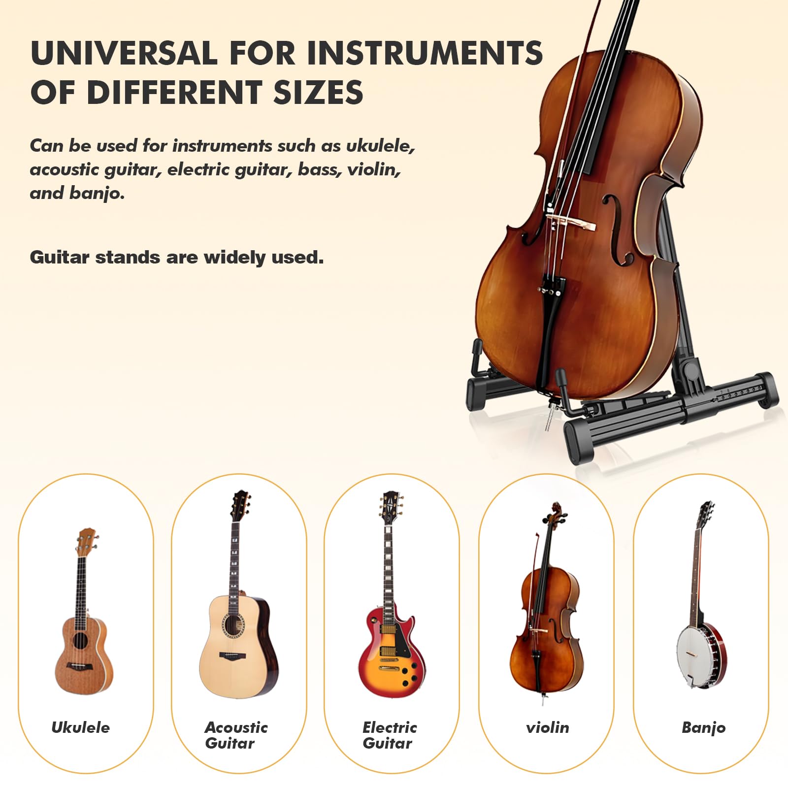 Guitar Stands 2 PACK, Plastic Lightweight A-Frame Guitar Floor Stand, ABS Guitar Rack, Foldable Guitars Holder for Bass, Banjo, Cello, Mandolin, Guitar Accessories (Black)