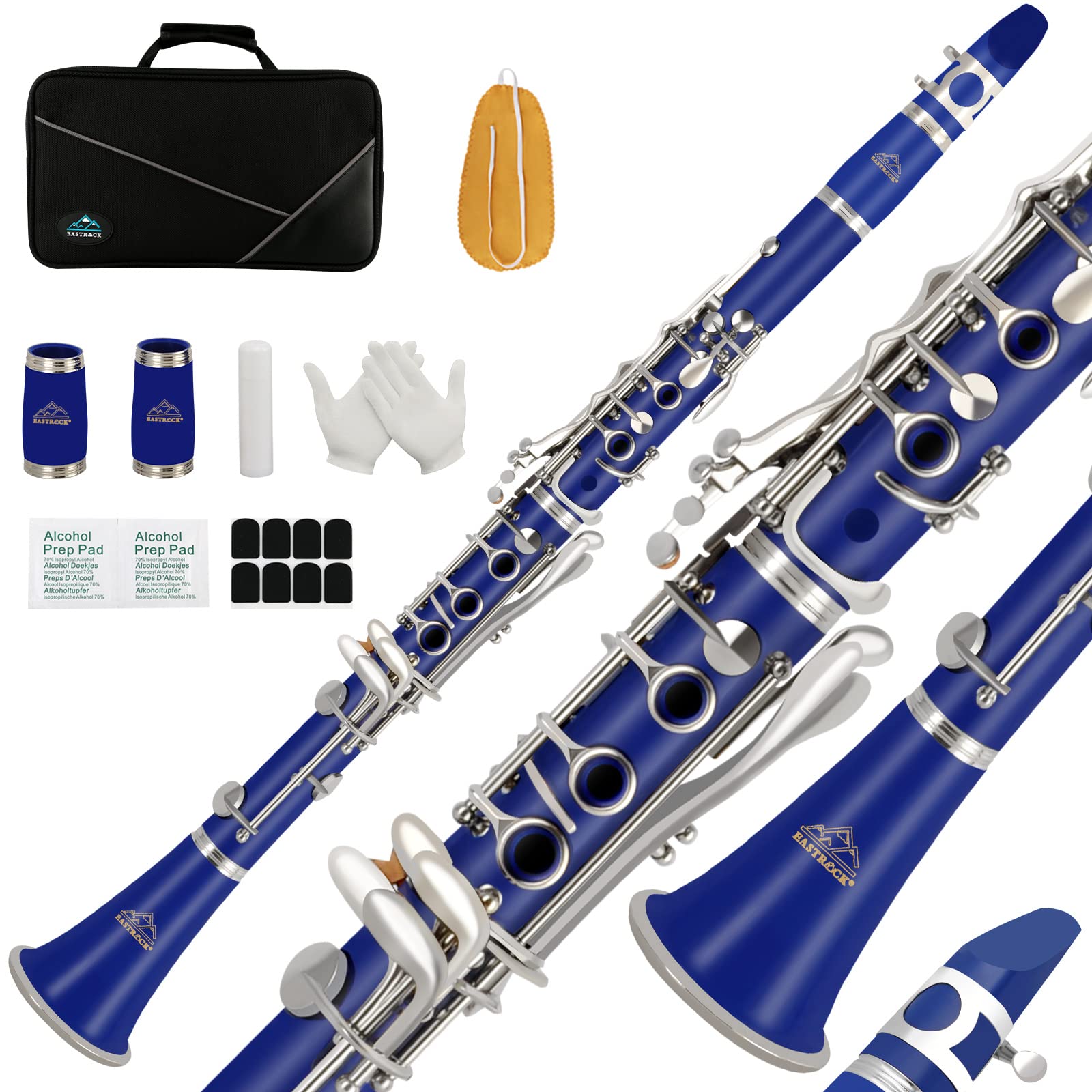 EASTROCK Bb Clarinet 17 Keys ABS Material Wide Range of Tones Particularly Beginner & Students-friendly with Using Tools and 2 Replaceable Barrels