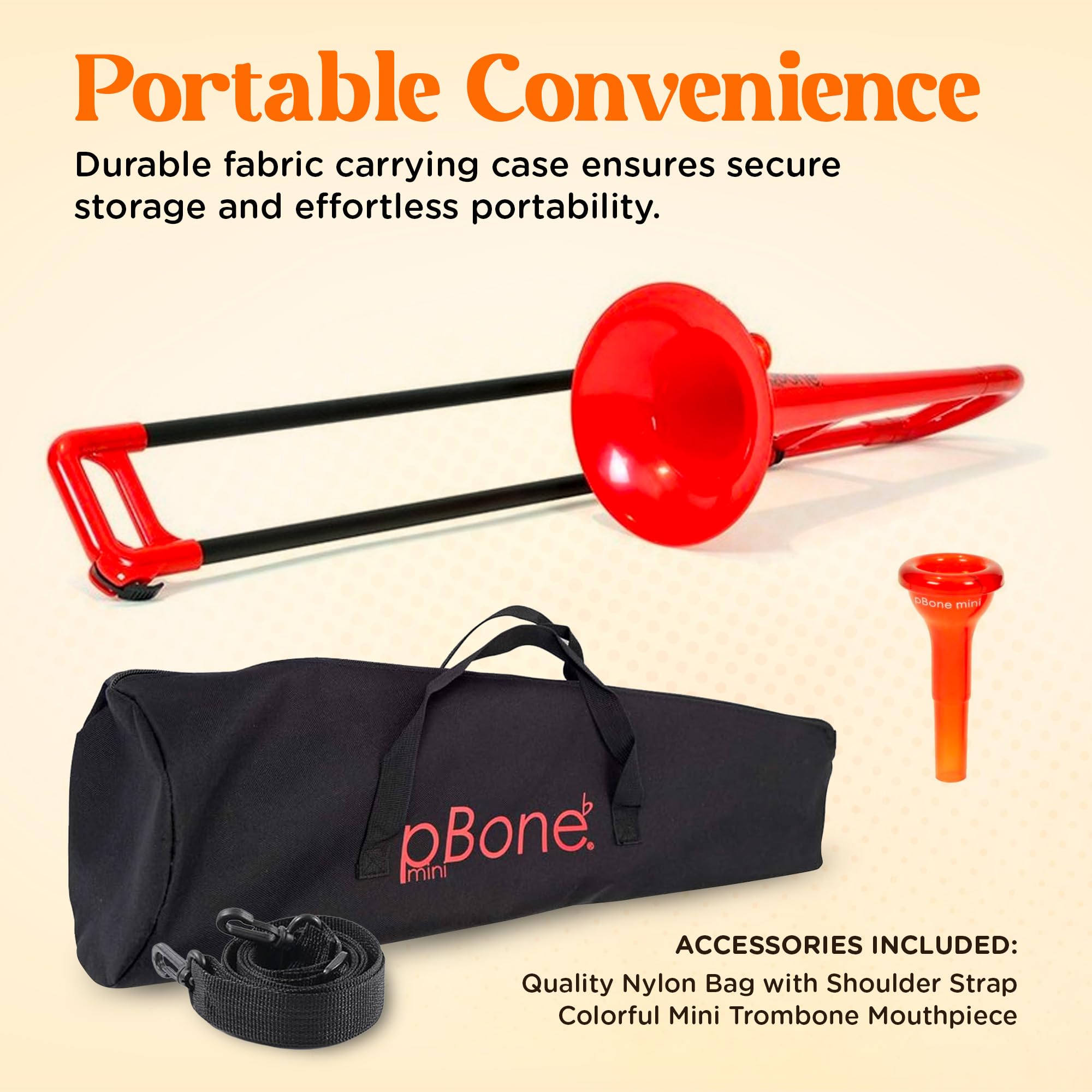 pBone Plastic Kids pBone Mini Trombone - Mouthpiece and Carrying Bag- Lightweight Versatile, Comfortable Ergonomic Grip- Eb Authentic Sound for Student & Beginner- Durable ABS Construction- Blue