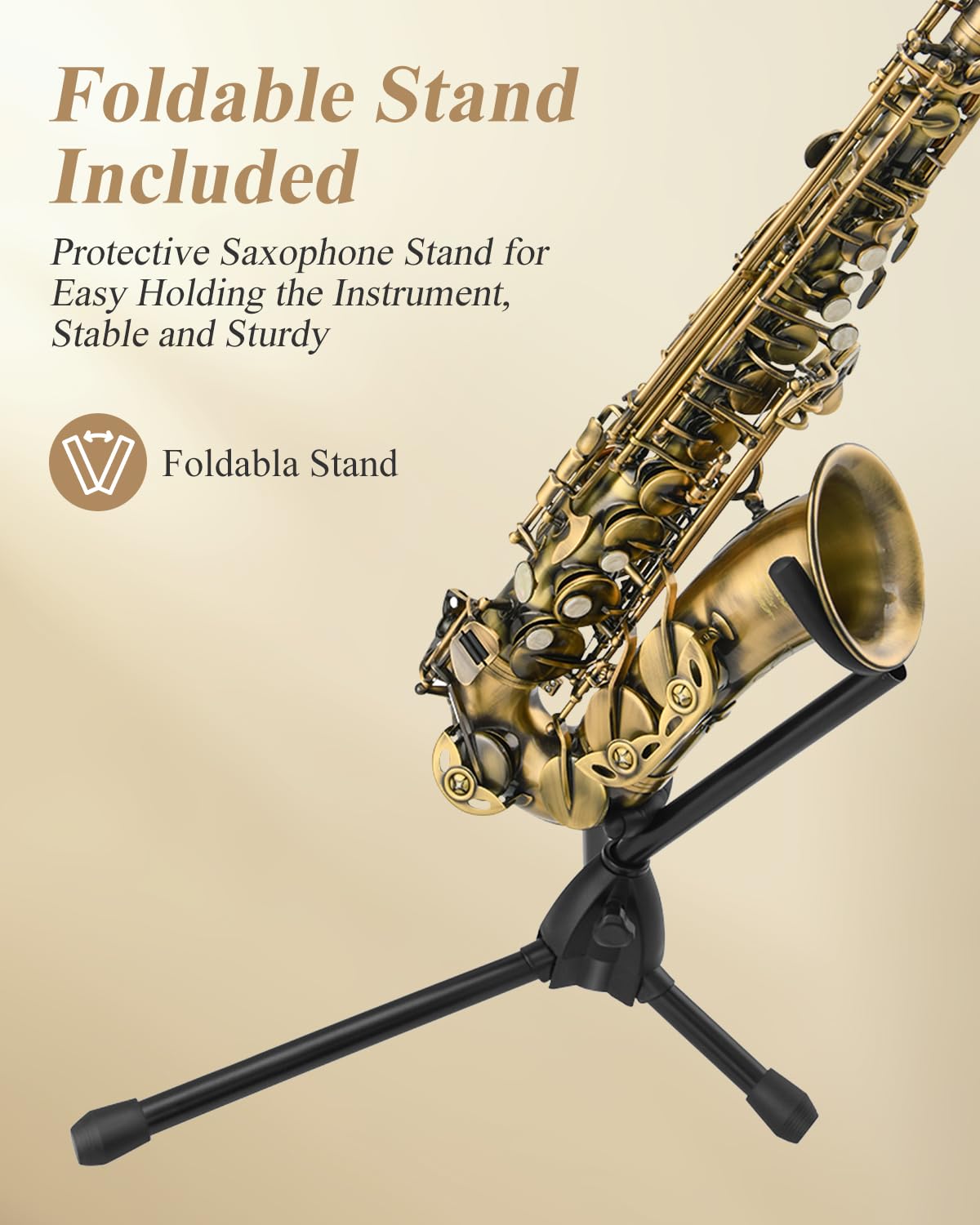 Eastar Student Alto Saxophone E Flat for Beginner Sax Full Kit with Carrying Case, Mouthpiece, Straps, Reeds, Stand, Golden Lacquer, AS-Ⅱ