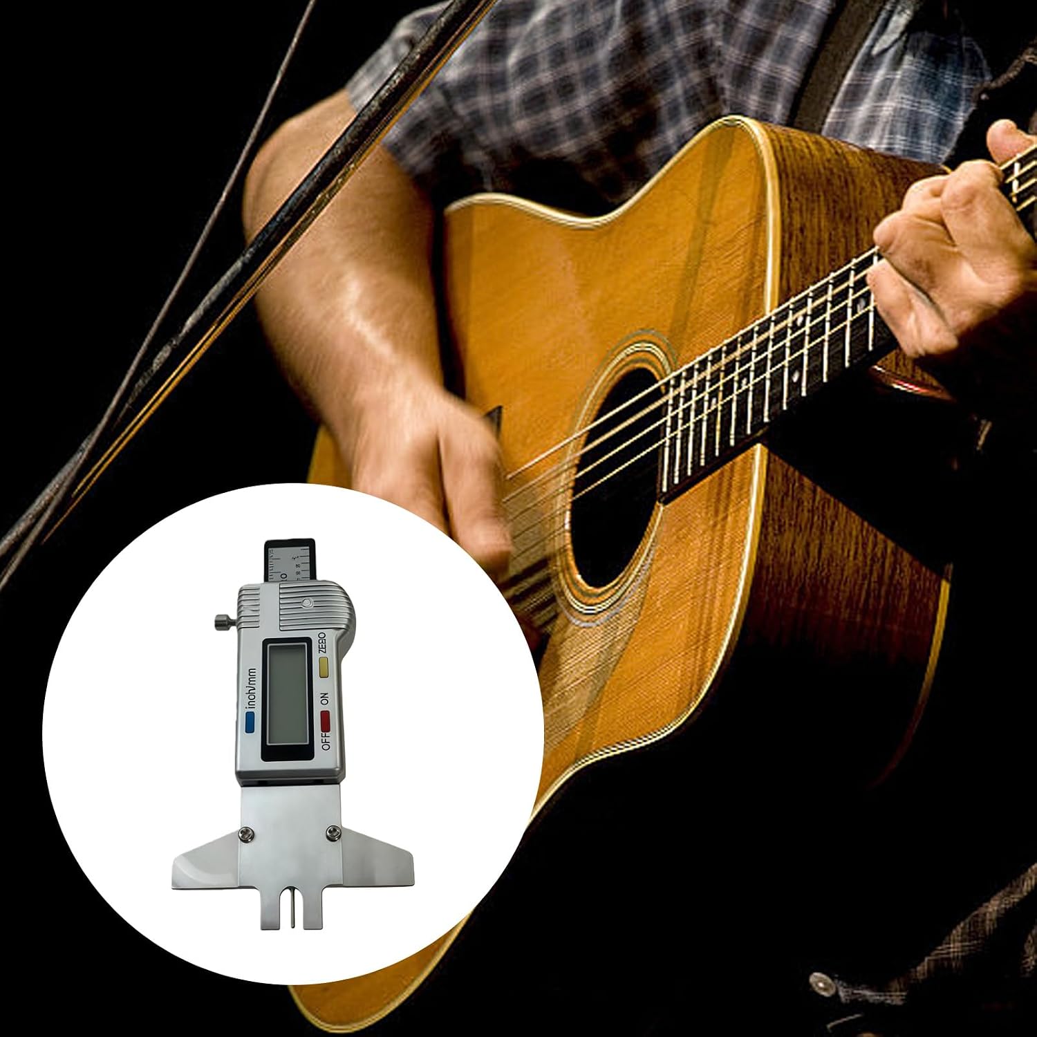 Digital Guitar String Action Gauge, Precision Height Ruler, Compatible with Acoustic Electric and Classical Guitars, Instrument Maintenance Equipment