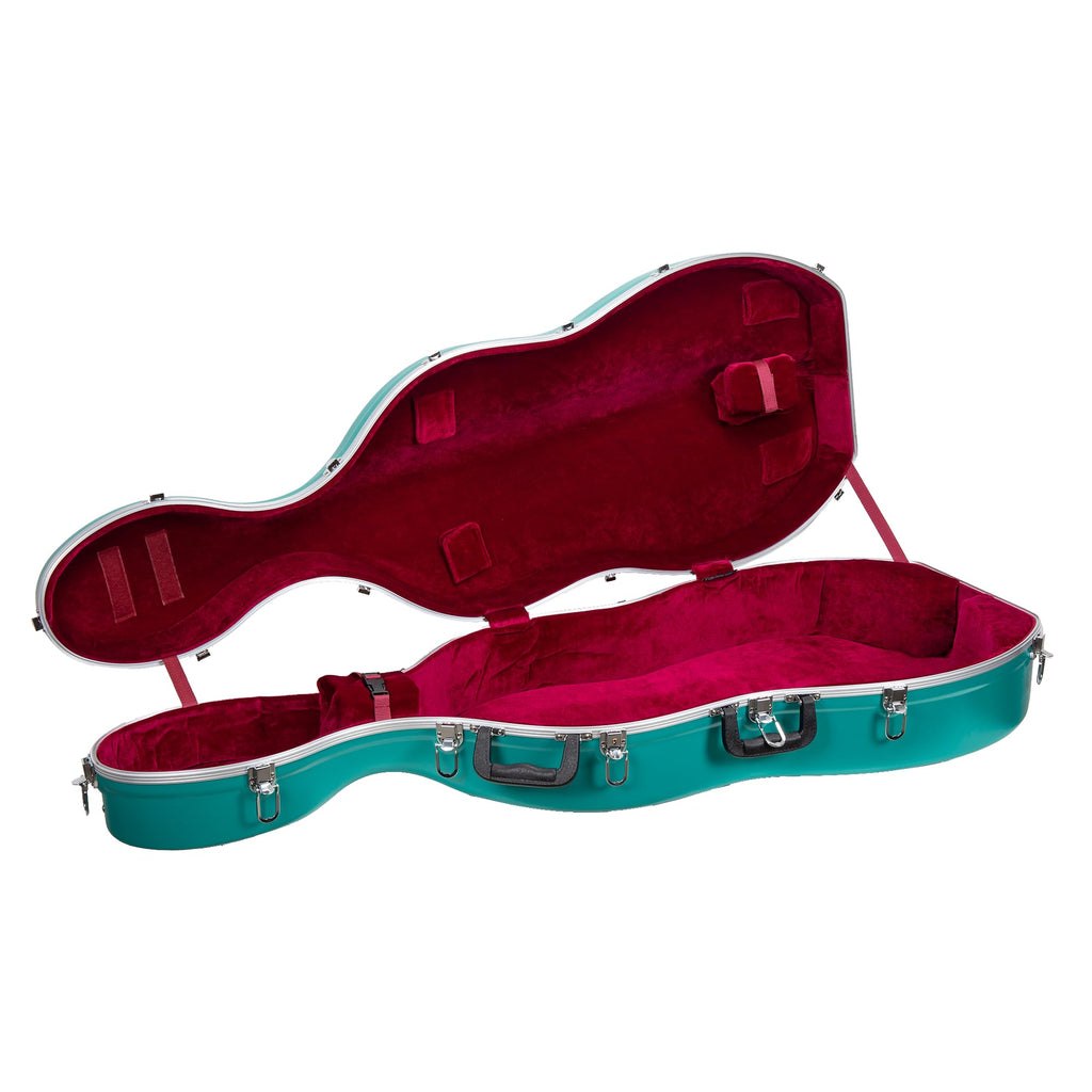 Crossrock ABS Cello Case for 4/4 & 3/4 Size | Wine Red Velvet Interior, Molded Hardshell with Wheels, Lock, Dual Bow Holders & Backpack Straps-Dark Red (CRA862CEFDR)