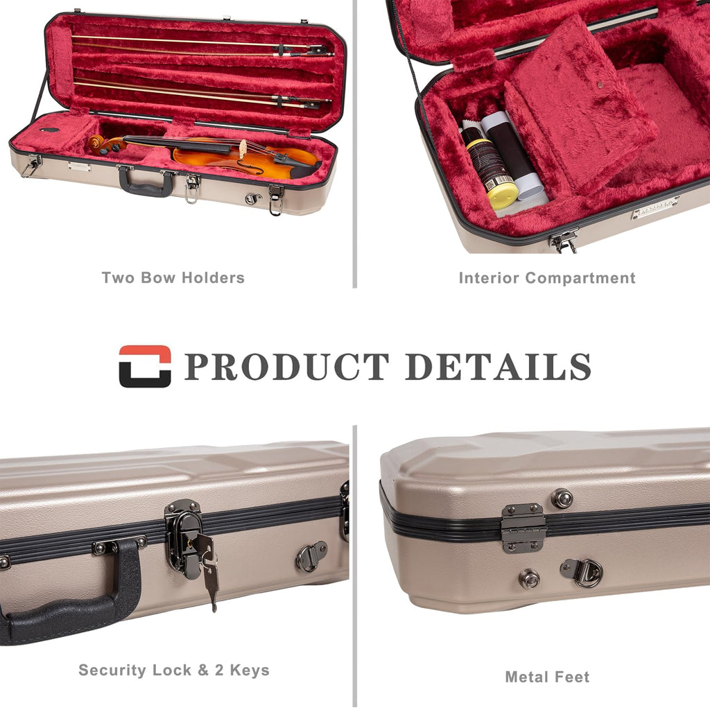 Crossrock 4/4 Violin Case with Carbon Pattern | Lightweight PC Shell, Plush Interior, Backpack Straps – Stylish & Protective for Daily Practice