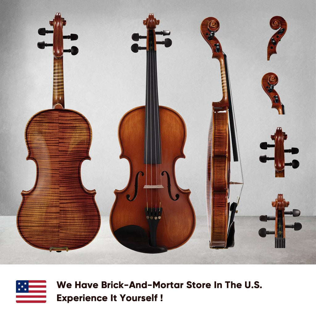 PHOENIX Violin 4/4 Full Size Kit, Violin Fiddle Set for Beginner Adults with Rosewood Bow Extra Strings & Bridge (Entry-level, Full)