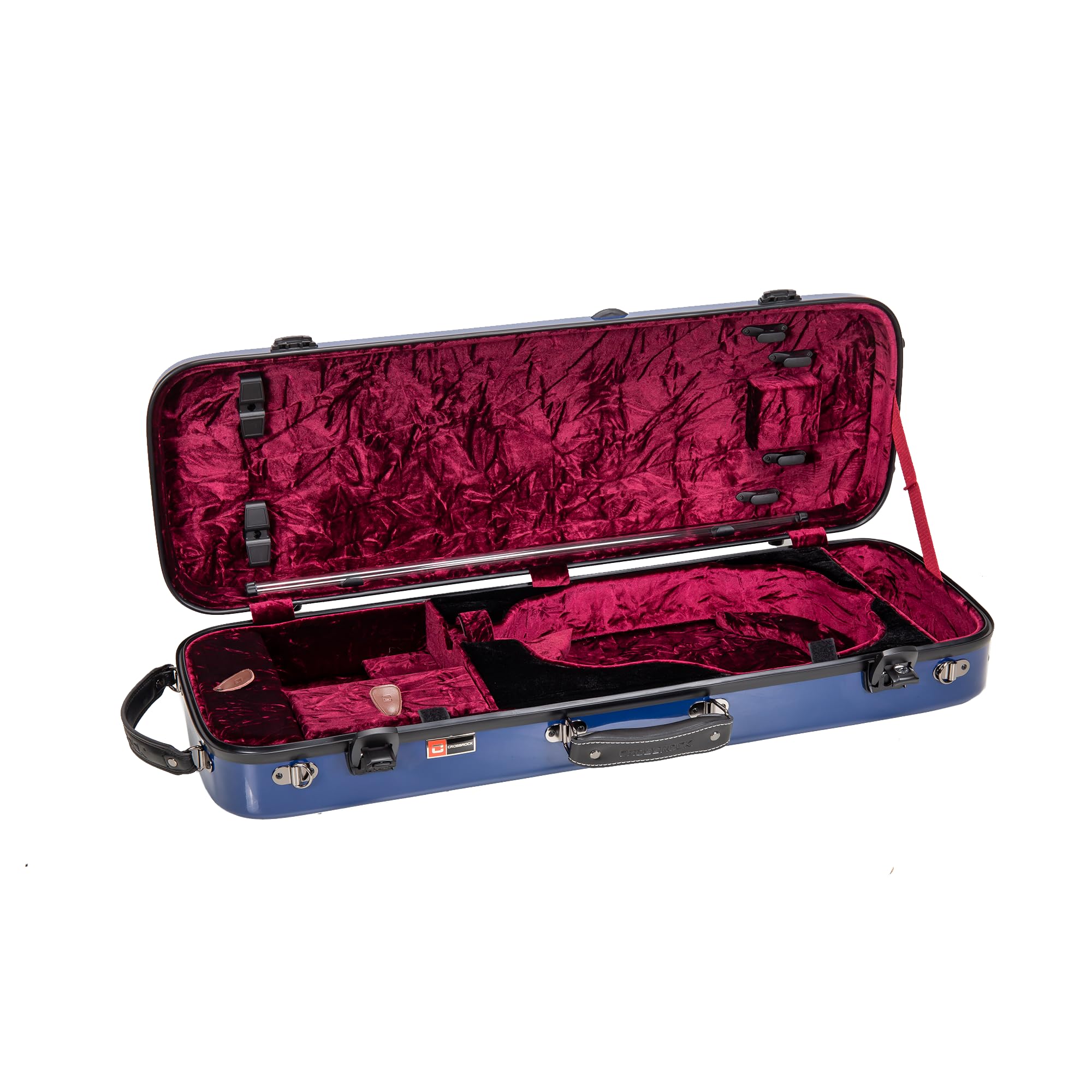 Crossrock Fiberglass Double Violin Case fits Two 4/4 Full-Size Violins- Includes TSA lock, Protective Blanket, Hygrometer, Removable Shoulder Straps- Milky White (CRF2020DVMW)