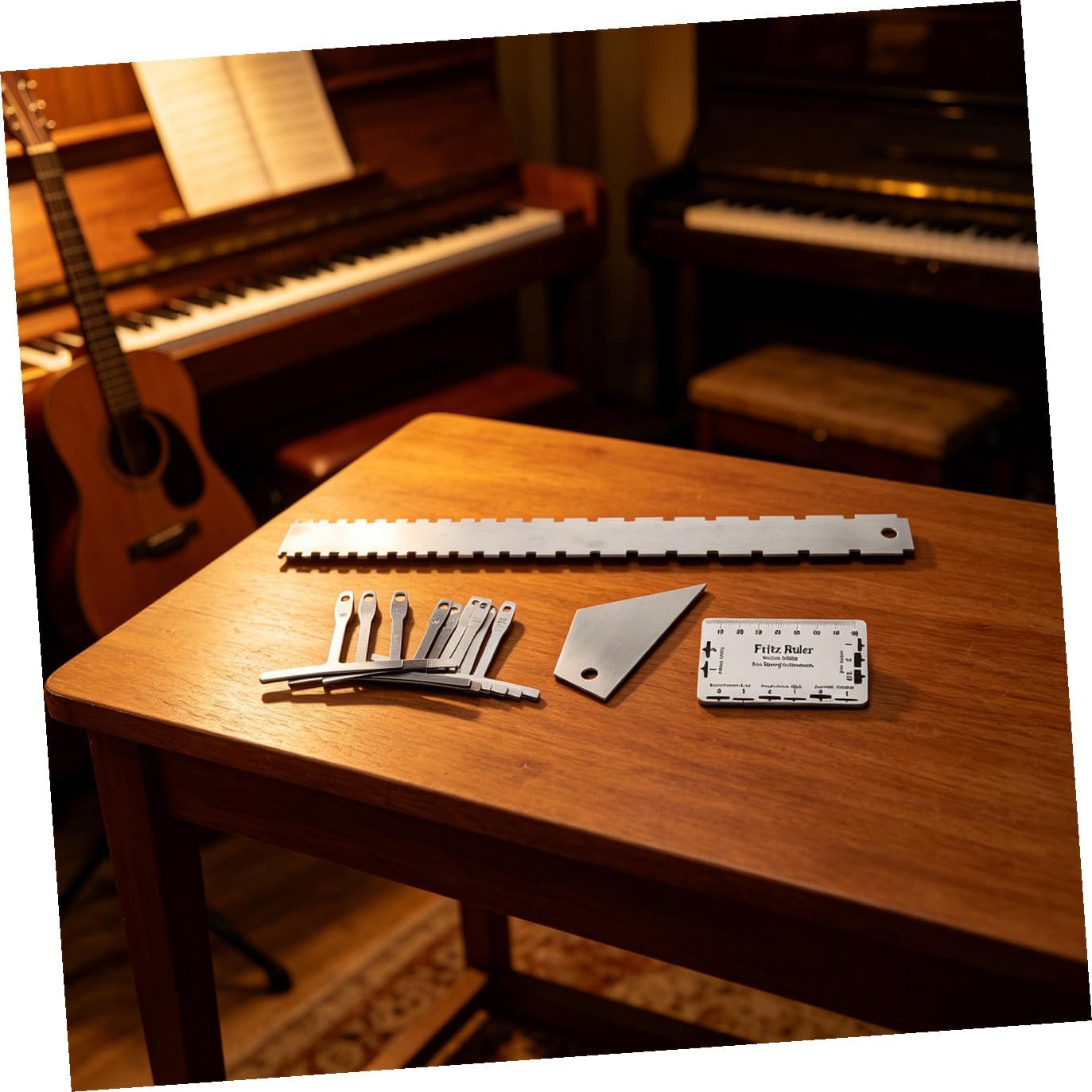 Guitar Luthier Tools String Action Ruler Radius Gauge Neck Straight Edge Fretboard Ruler for Electric Guitar Setup and String Height Measurement