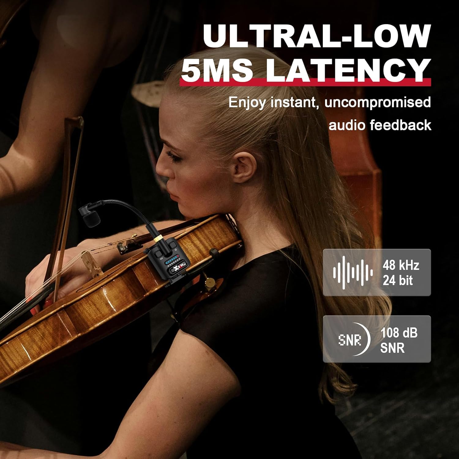 Xvive U9 Violin Wireless System with 2.4GHz Transmitter and Receiver