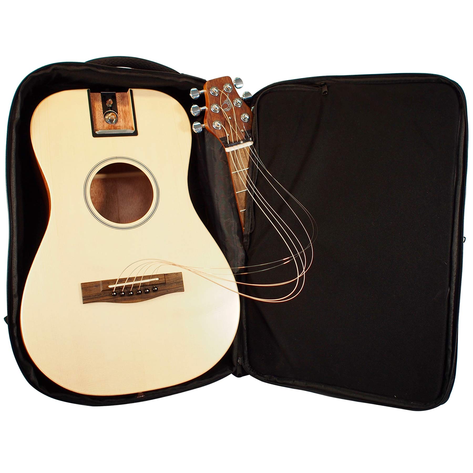 Journey Instruments Solid Sitka Acoustic Collapsible Travel Guitar PJ410N | Traveling Acoustic Guitar with Collapsible Patented System, Portable Backpack Case (African Mahogany)