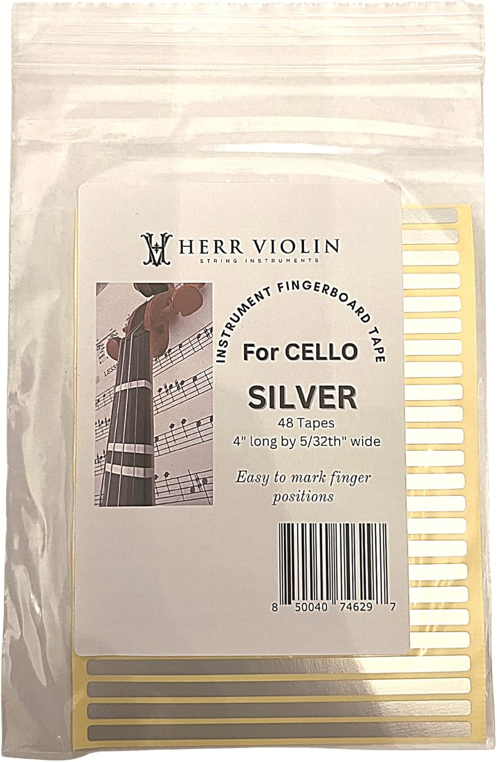 Instrument Fingerboard Tape for Cello, String Instrument fingerboard Tapes, Note Positioning tape, Silver