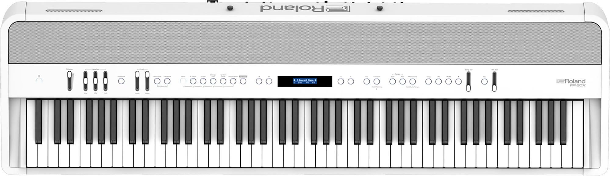 Roland FP-90X 88-Key Digital Piano - White Bundle with KSC-90 Stand, Three Pedal Unit, Bench, Online Lessons, Instructional DVD, and Austin Bazaar Polishing Cloth