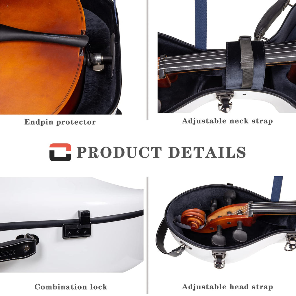 Crossrock Fiberglass 4/4 Cello Case with Wheels for Full Size Cello | Bright Yellow Finish, Velvet Interior, Waterproof Latches, Backpack Straps – Hardshell Protection- (CRF1020CEFYL)
