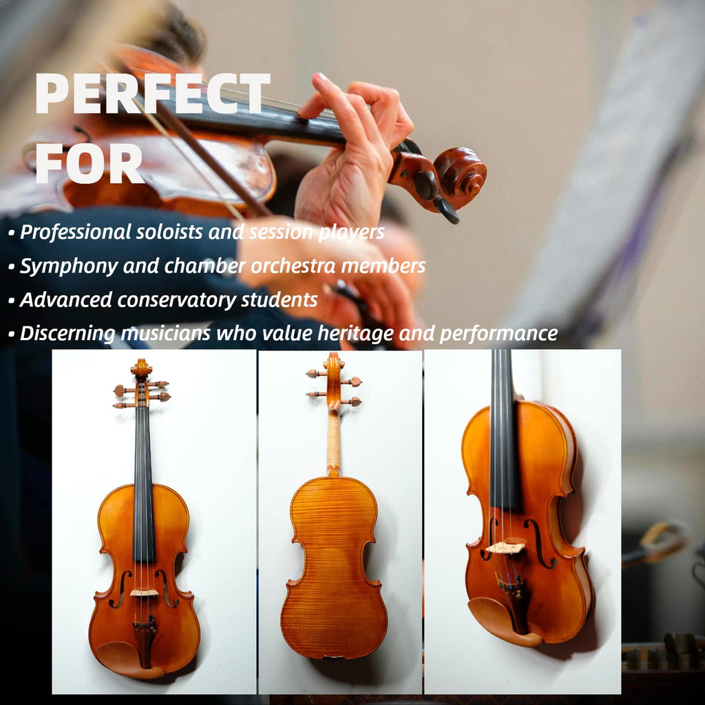 Master 4/4 Full-Size Violin | Hand-Varnished with 20+ Year Aged Italian Spruce & Bosnian Maple | Professional Orchestra Instrument for Professional soloists and session players (VIO1328)