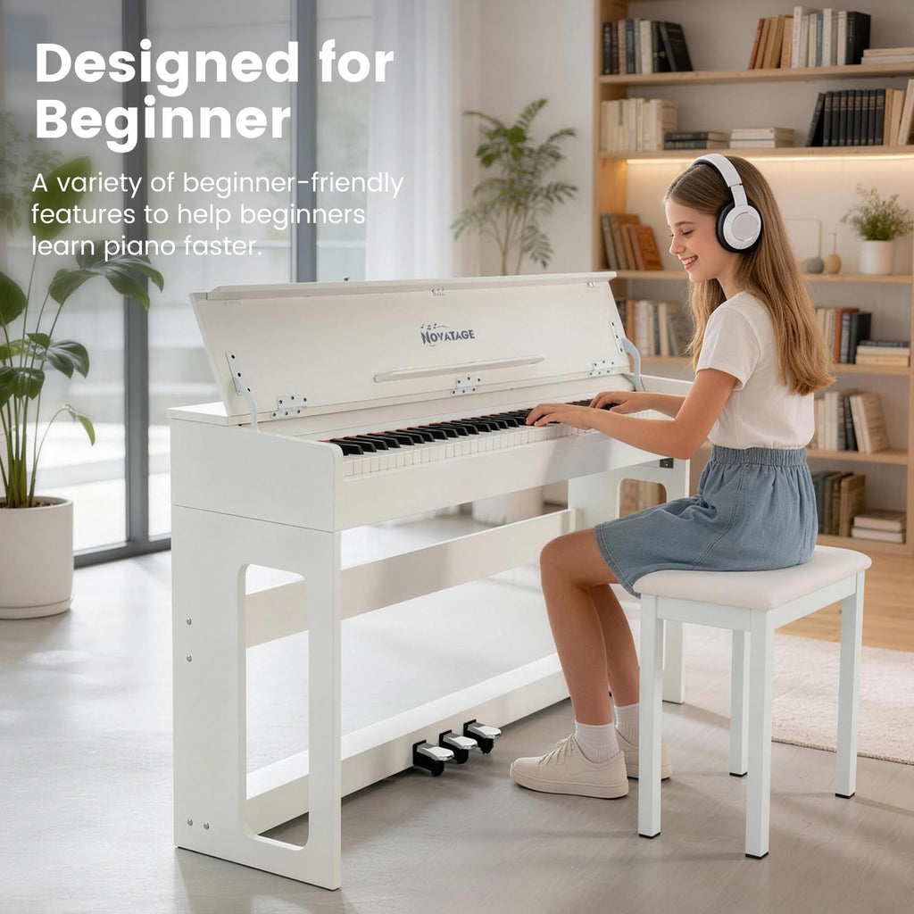 88-Key Weighted Piano Keyboard, Hammer Action Digital Piano with Speakers, Wooden Electric Piano with bench, Triple Pedal, Headphone, cover, Supports MIDI Connecting (Brown)