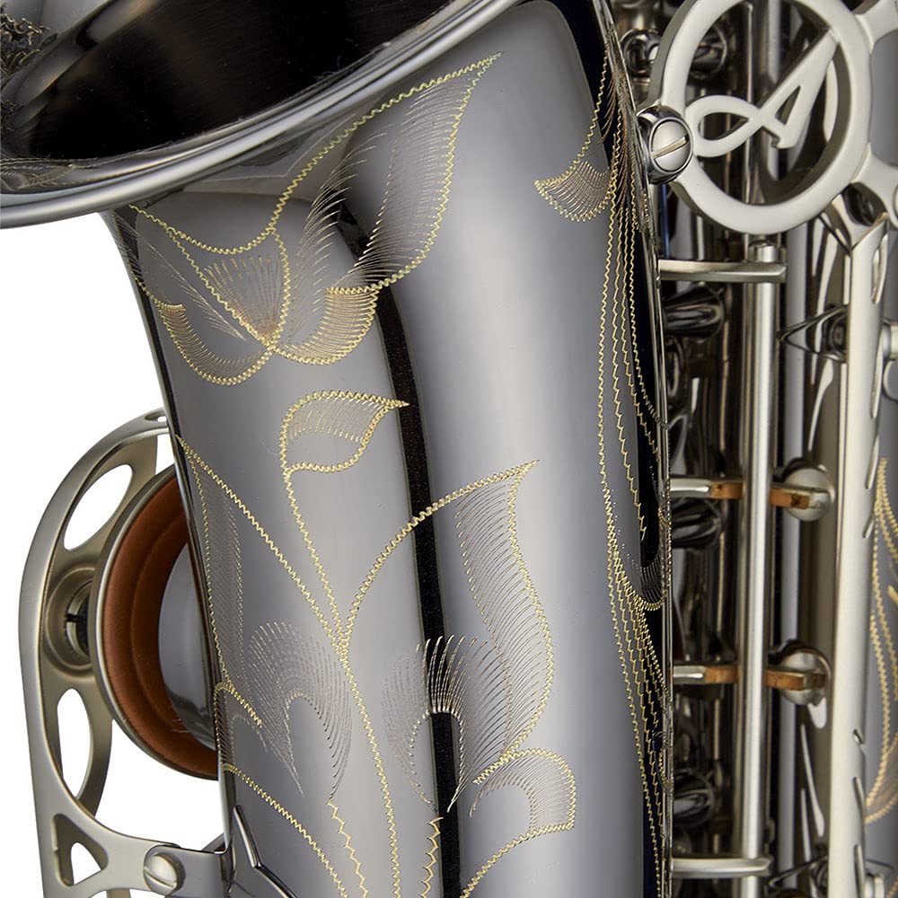 Antigua Winds PowerBell Professional Eb Alto Saxophone (Yellow brass/classic nickel plated/enlarged bell/new neck design/ergonomic design/hand engraving/ABS case)/WRAS4248CN