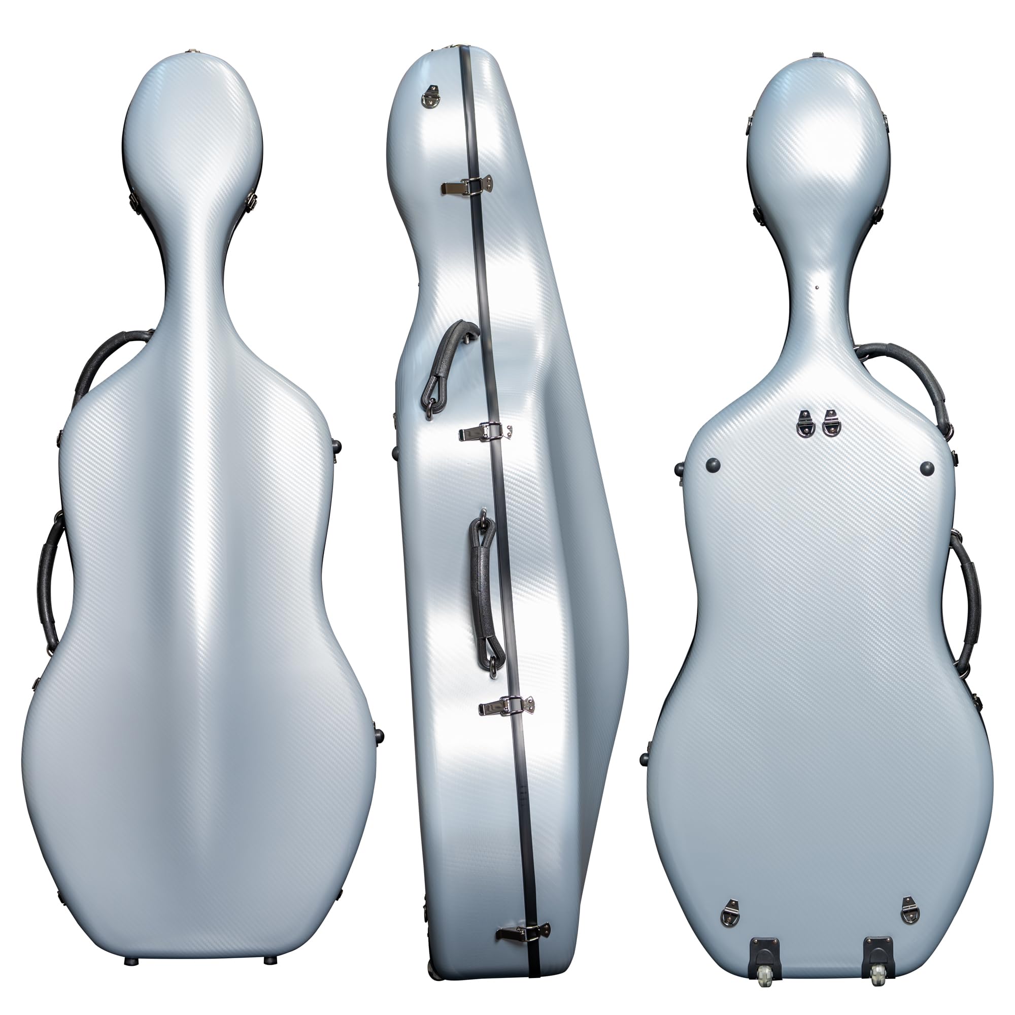 MI&VI CP-7006 Pure Poly Carbon Fiber Cello Case 4/4 Hard Shell 11lb (Full Size) with Wheels | Carry Straps | Rigid Protection | Tough Shell (Black)