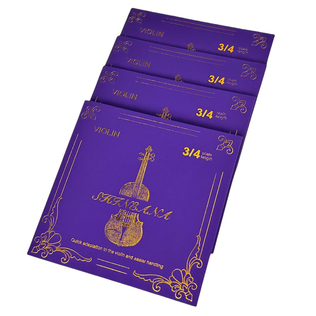 Violin Strings 4/4 Full Set, 4/4 Violin Strings Replacement,Long-Lasting Durability & Rich Tone - Handcrafted with Premium Materials- For All Levels (3/4 Scale)