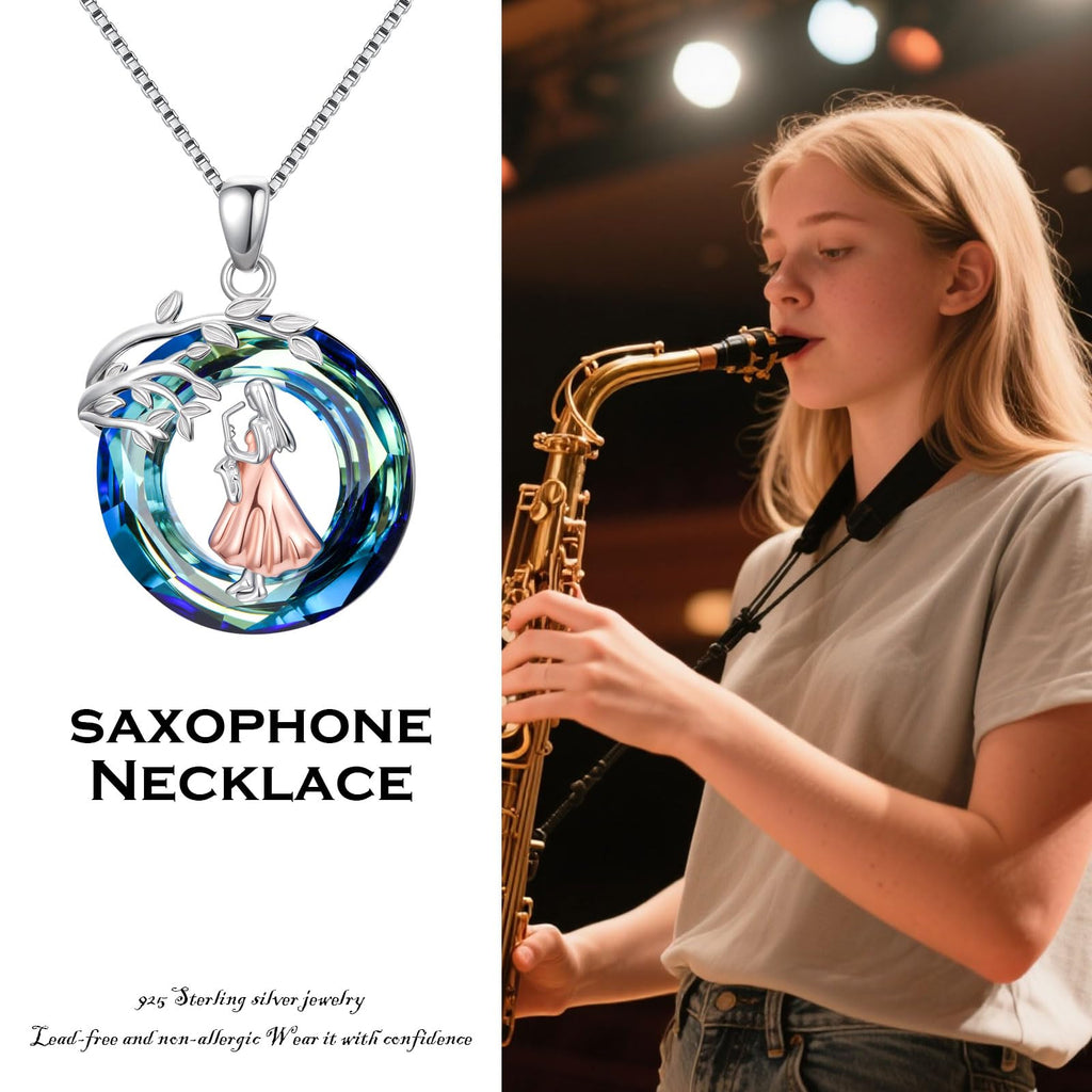 Sport/Music Necklace for Women 925 Sterling Silver Crystal Pendant Tree of Life Jewelry Gifts for Sport Players