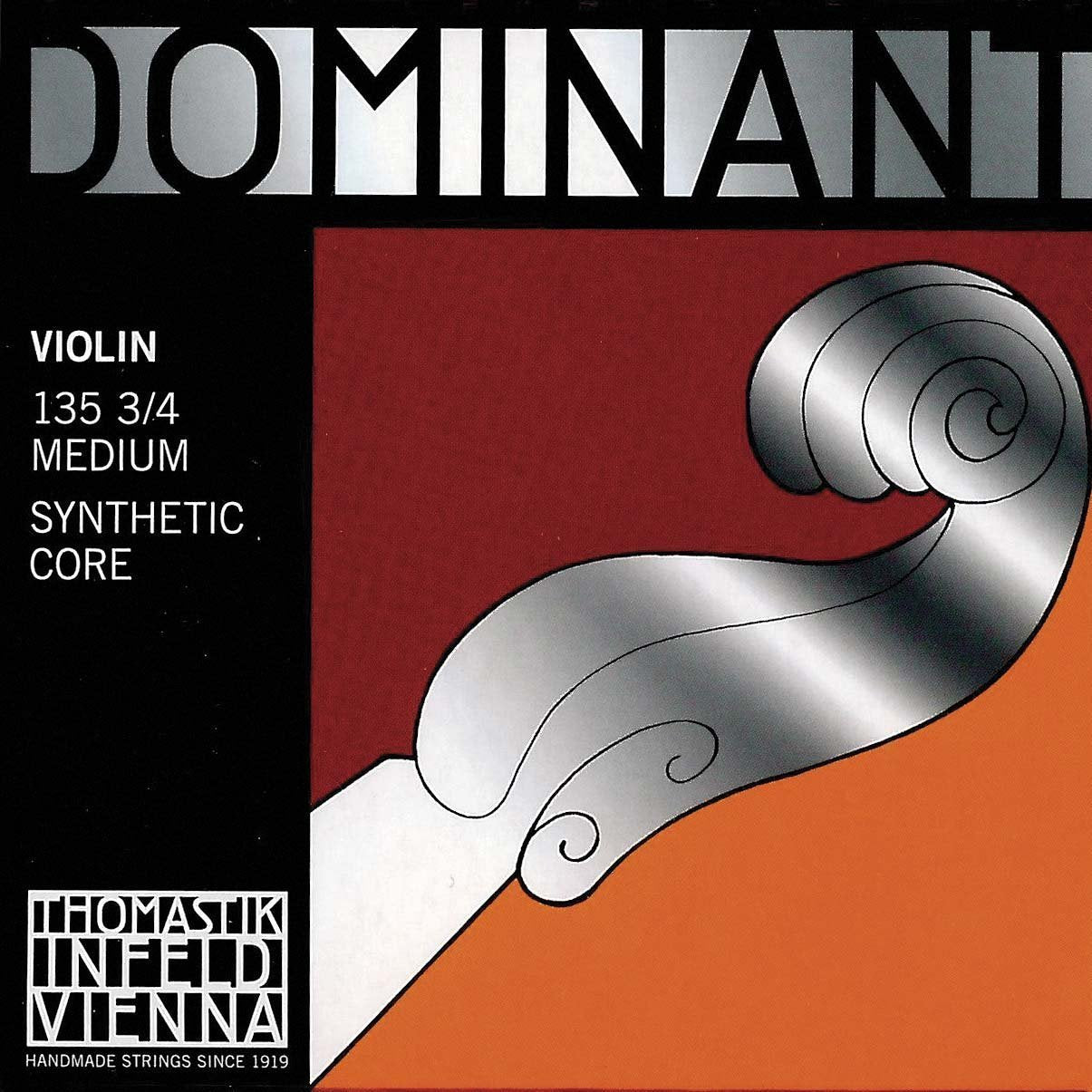 Thomastik-Infeld Dominant Violin String Set, 4/4 Size, Medium Tension - 135B - Synthetic Core A, D, G with Stainless Steel E, Removable Ball - Clear & Balanced Tone, The Reference Standard for Violin
