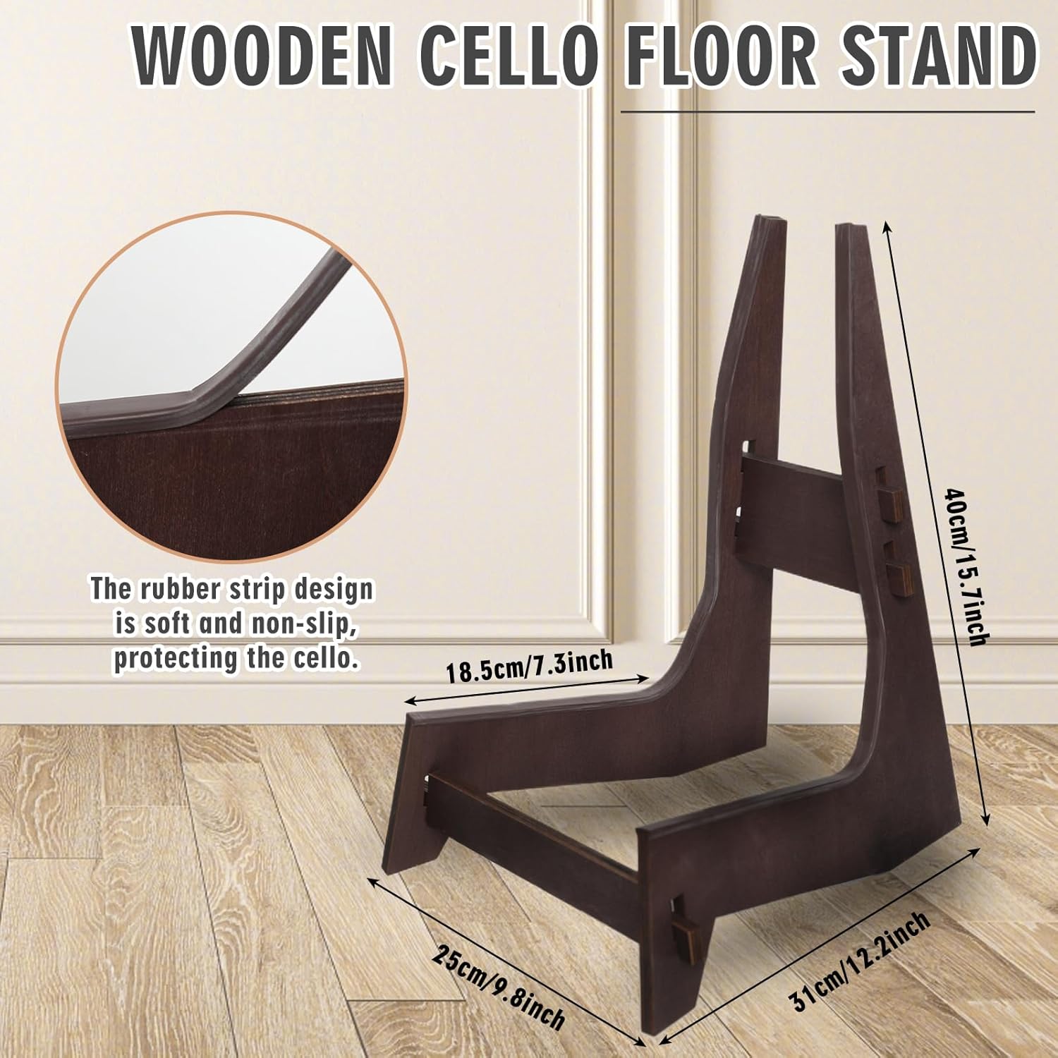 Cello Stand, Wooden Cello Stand with Bow Holder,Detachable full-size cello stand.Stand for 1/2, 1/4, 3/4, 1/8, 7/8 Cello