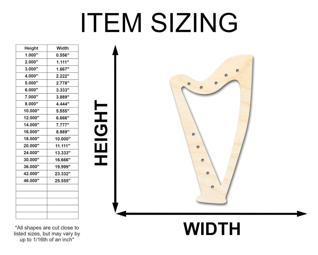 Unfinished Wood Harp with Holes Shape Craft up to 46" 42" / 1"