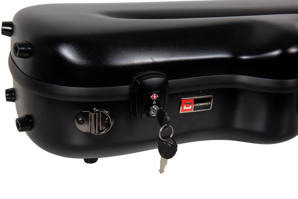 Crossrock Low A Baritone Saxophone Case with Wheels | Polycarbonate Hard Shell, TSA Lock, Anti-Scratch Finish, Neck & Mouthpiece Storage–Black (CRF4050BSBK)