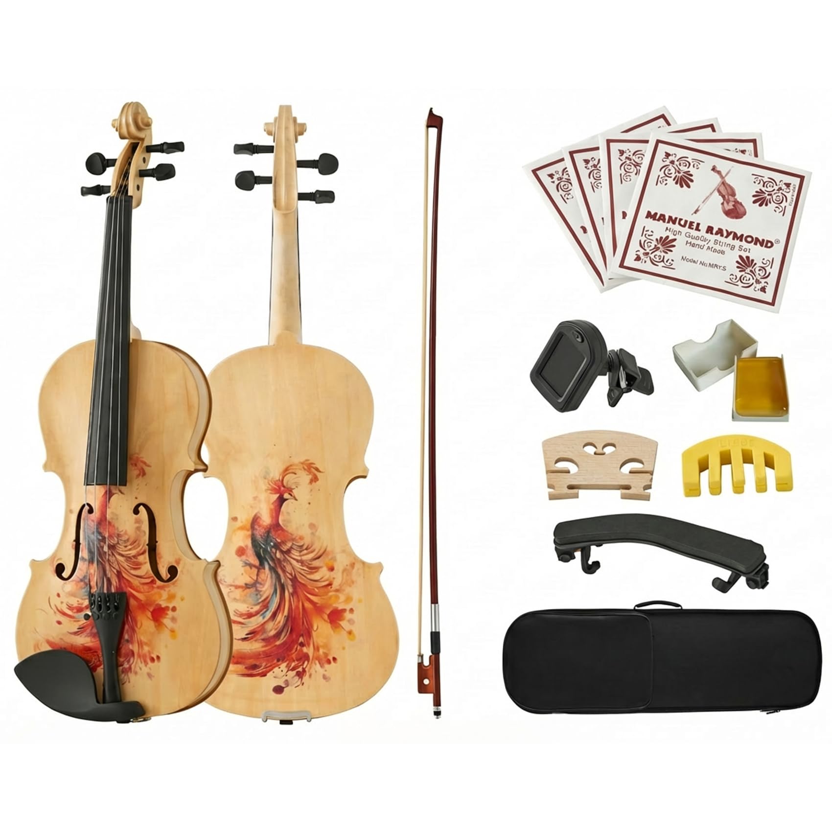 Beginner Violin 4/4, Full Size Violin for Adults, Teens, Student, Acoustic Fiddle Kit with Hard Case,Tuner,Mute,Shoulder Rest,Extra Strings,Cleaning Cloth,Learners Age 12+ (Reddish Brown)