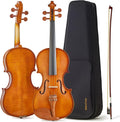 15 Inch Viola for Students and Adults, Solid Spruce Top with Flamed Maple Back and Sides, Handcrafted Acoustic Viola with Warm Rich Tone