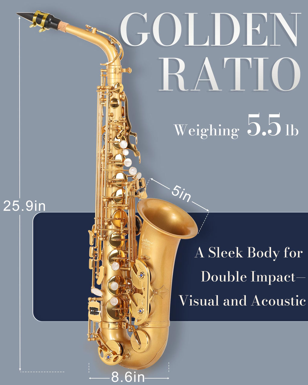 AKLOT Handcrafted E-Flat Alto Saxophone: Matte Silver Brass Body with Warm, Rich Tone, Secure Air Seal, Smooth 23-Key System, Includes Reeds, Premium Leather Case and Saxophone Cleaning Kit (CH-FM)
