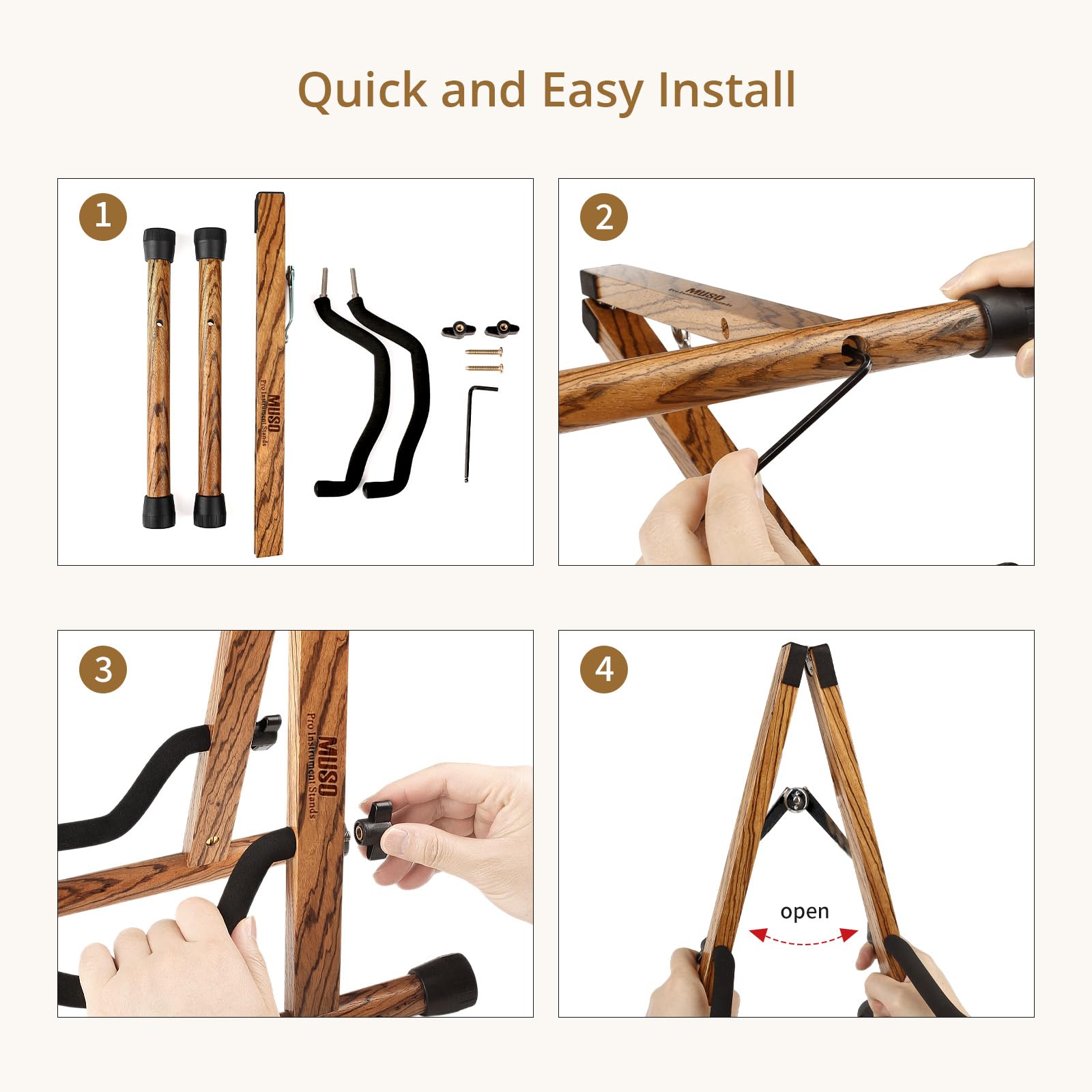 MUSO Cello Stand with Bow Holder,A-Frame Floor Stand with Padded Foam, Handcrafted Cello Rack Fits 1/2, 3/4, 7/8, 4/4 Full-Size and Guitar, Instrument Holder for Home and Studio Display