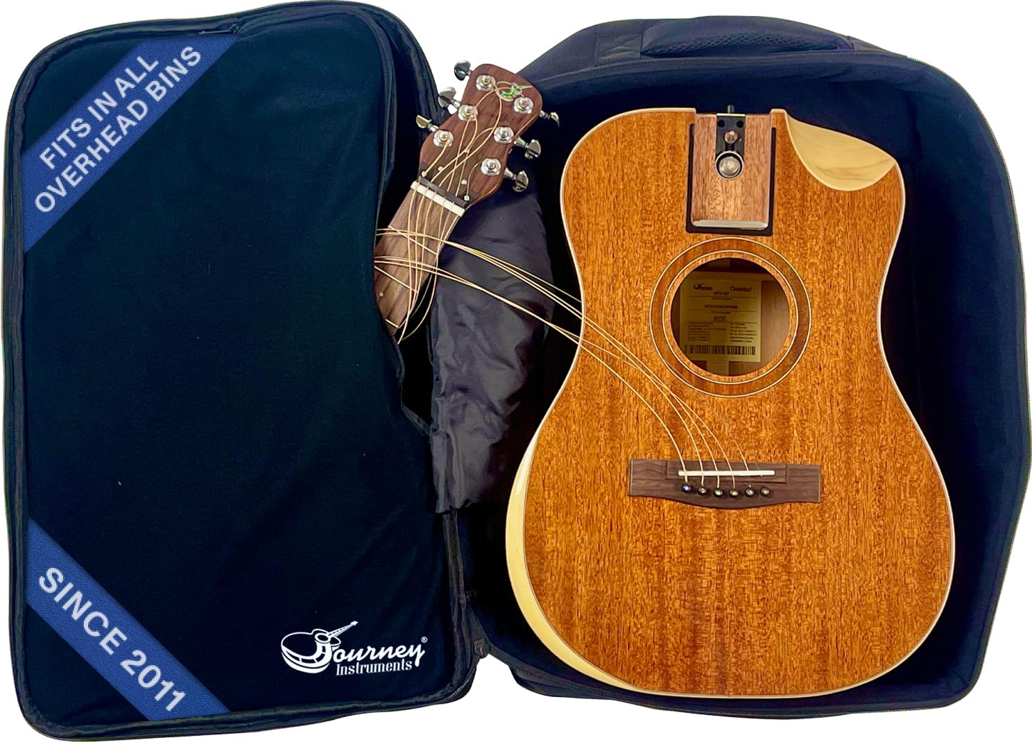Journey Instruments Solid Sitka Acoustic Collapsible Travel Guitar PJ410N | Traveling Acoustic Guitar with Collapsible Patented System, Portable Backpack Case (African Mahogany)