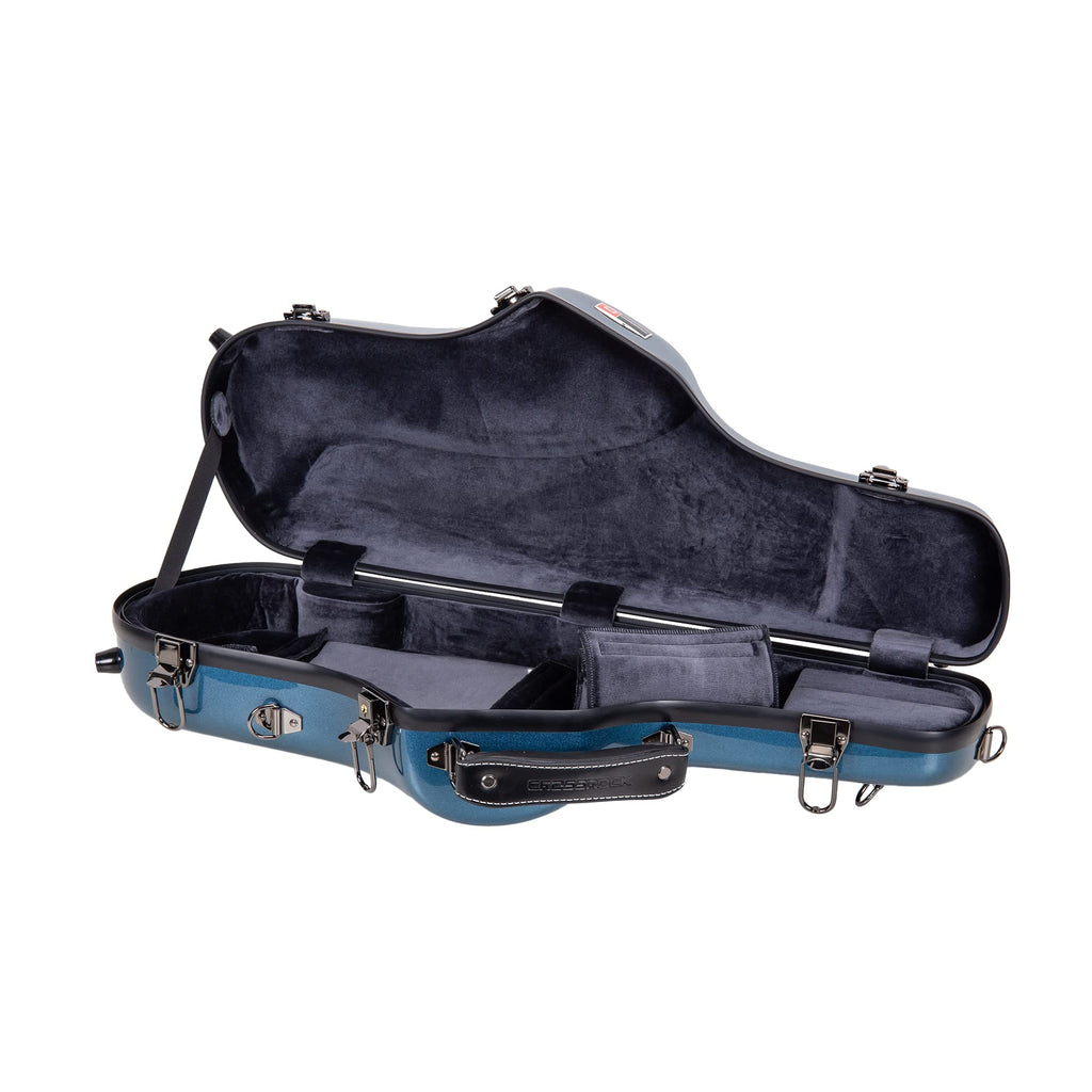 Crossrock Fiberglass Straight Soprano Saxophone Case | Wine Red Gloss Finish, Padded Interior, Backpack Straps – Lightweight Hardshell for Travel & Protection (CRF1000SSRD)