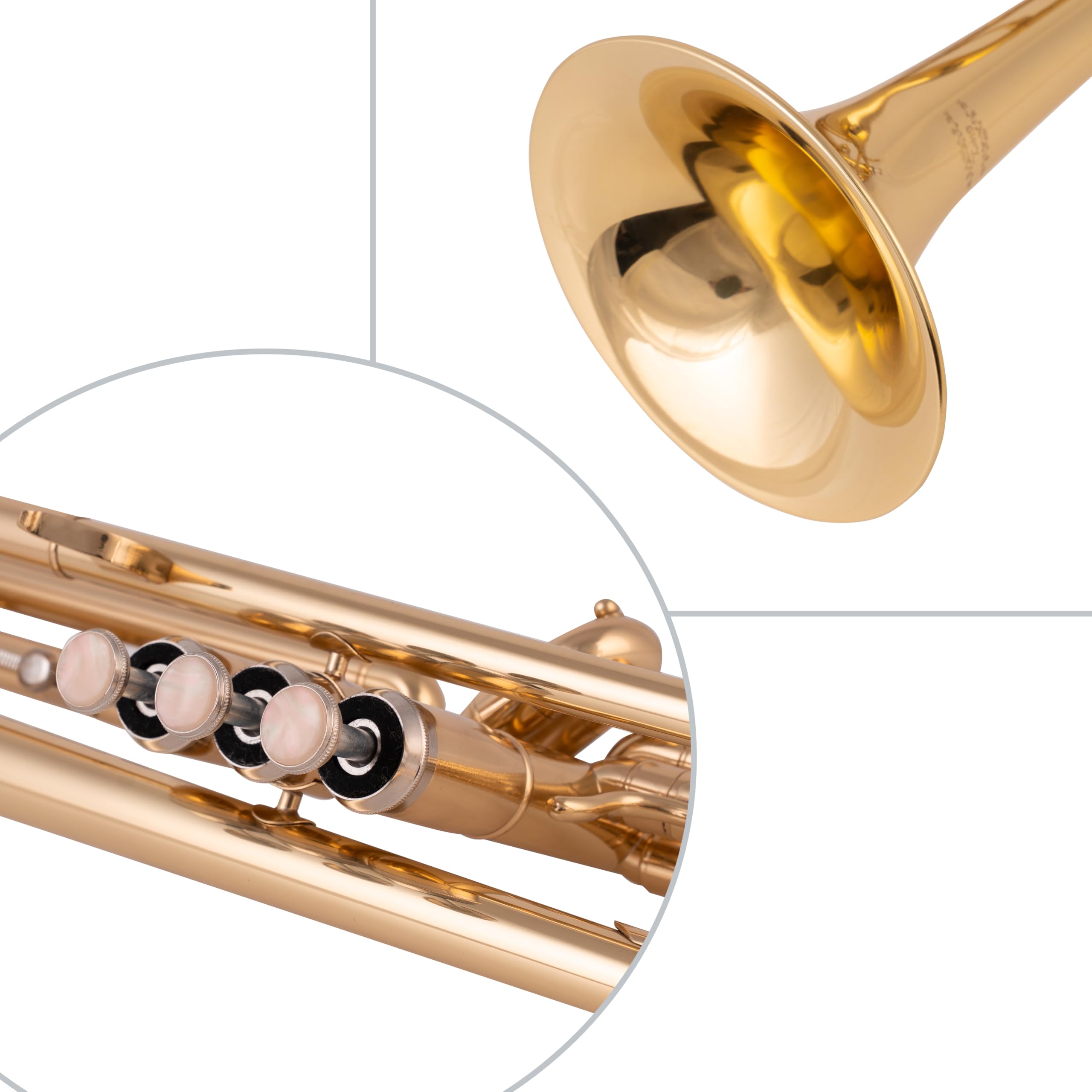 Glory Bb Trumpet - Trumpets for Beginner or Advanced Student with Case, pair of gloves-Gold