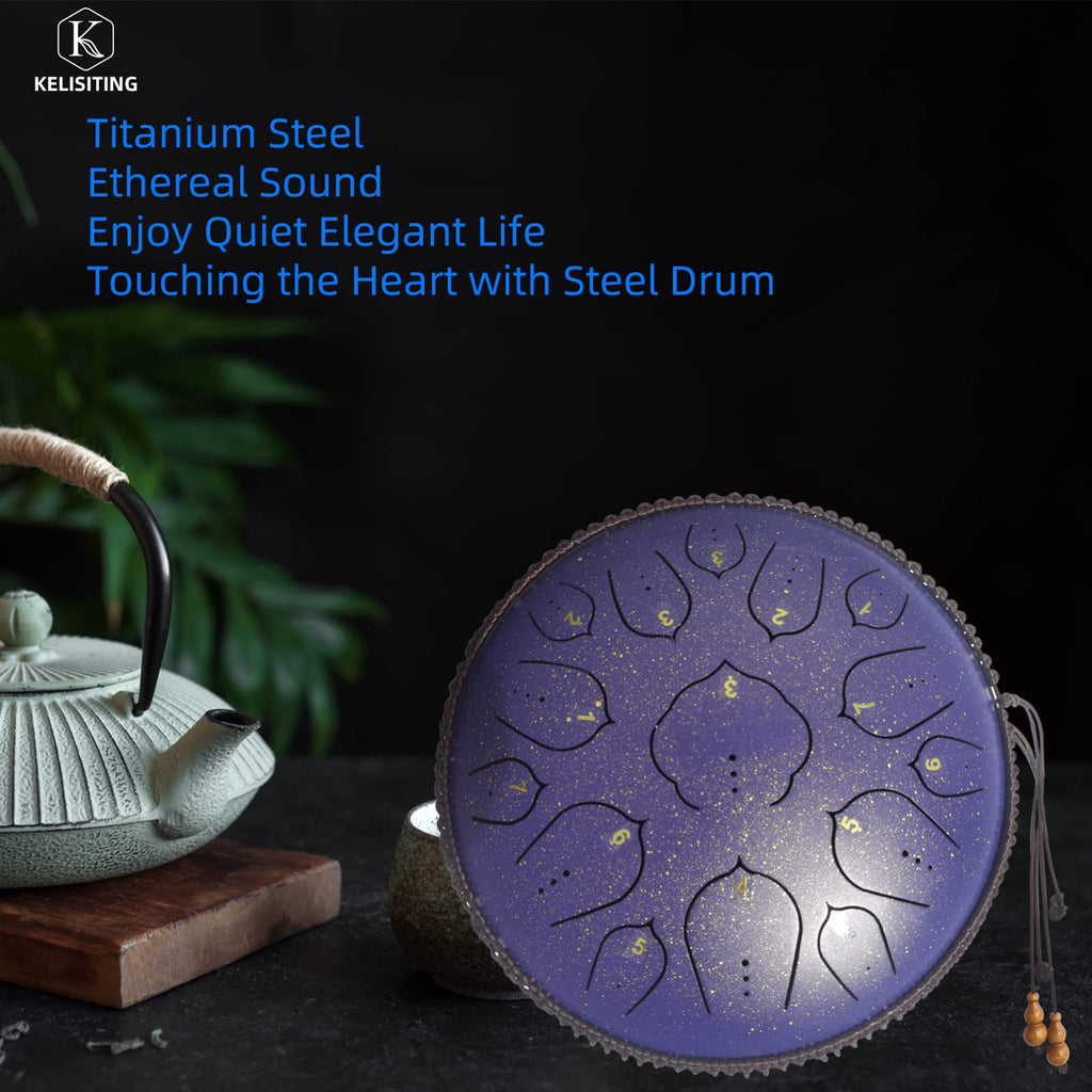 Handpan Drum 22 Inches D Minor Kurd, 432Hz 10 Notes Hand Drum Instrument, Premium Steel Drum, Handpan Instrument for Adults (Gold)