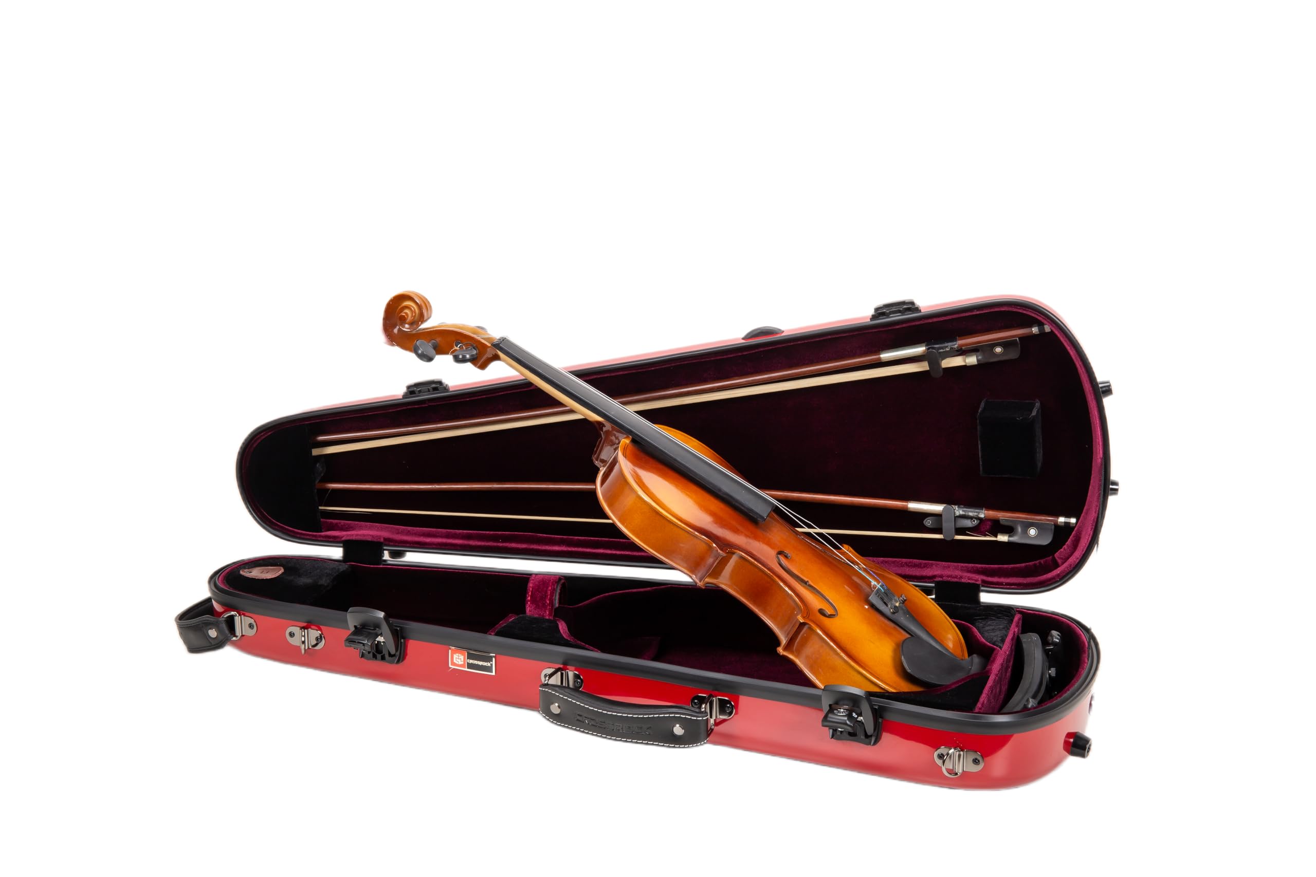 Crossrock Fiberglass Double Violin Case fits Two 4/4 Full-Size Violins- Includes TSA lock, Protective Blanket, Hygrometer, Removable Shoulder Straps- Milky White (CRF2020DVMW)