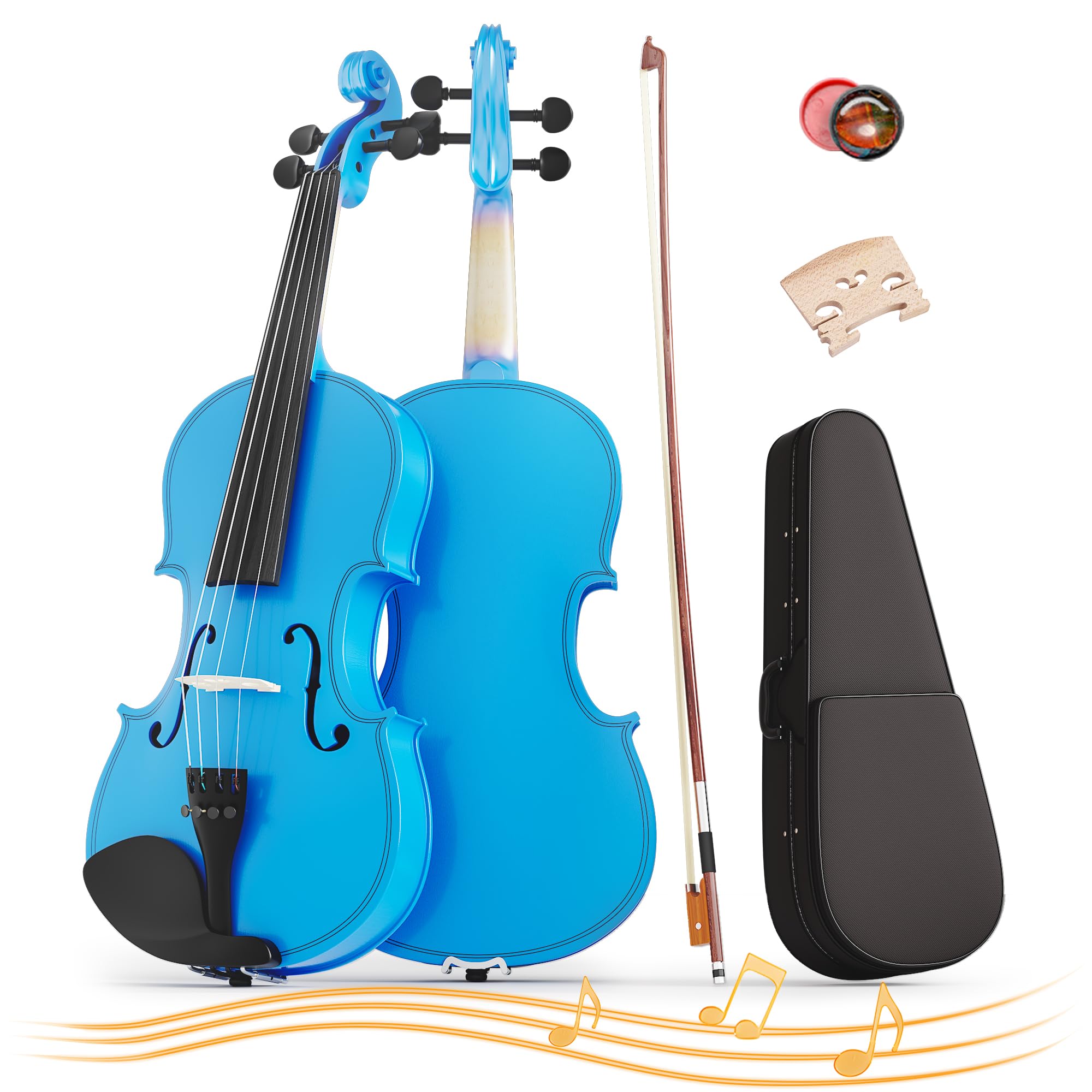 4/4 Full Size Beginner Violin, Acoustic Fiddle Set for Adults, Teens, and Students (Age 12+), with Case, Bow, Bridge, and Rosin (Pink)