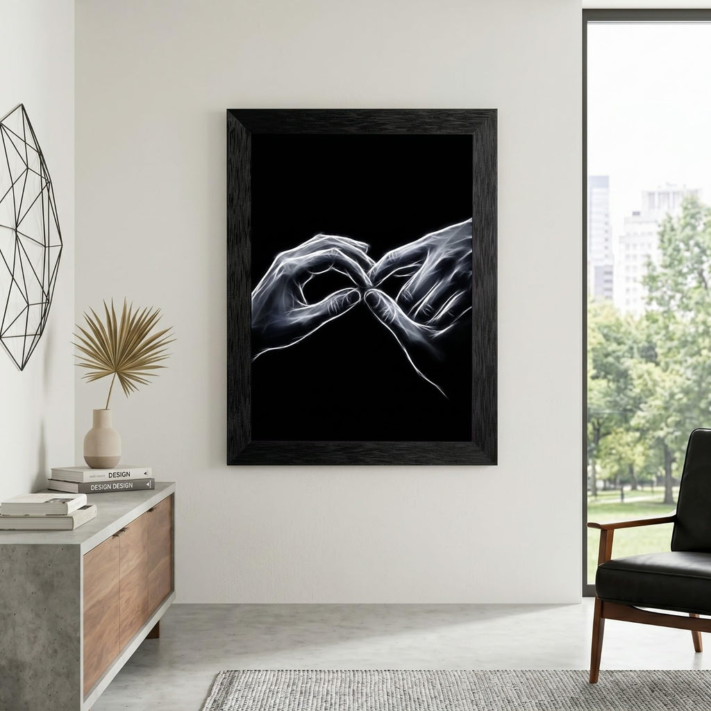 Framed Canvas Wall Art Minimalist Abstract Cello Musical Instrument Electric White Glowing Lines on Black Canvas Print Poster Black Frame Wall Decor for Music Room Studio Modern Art, Inch 24x36