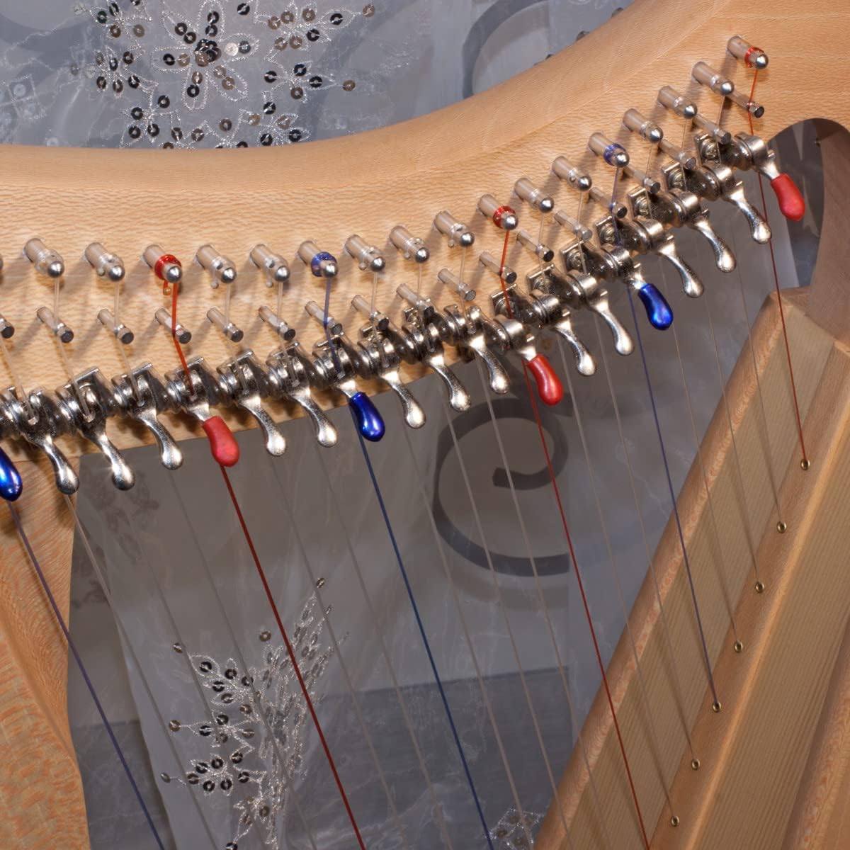 Roosebeck 19-String Pixie Harp - Lacewood w/Full Chelby Levers