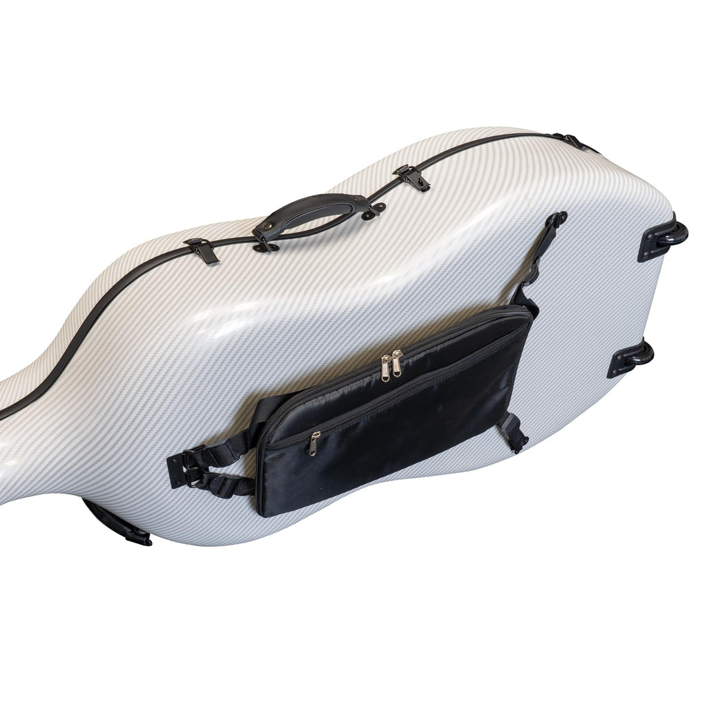 MI&VI Forte Series Hard Cello Case (Full Size) with Wheels — Polycarbonate Tough Shell Case for 4/4 Sized Cellos (White)