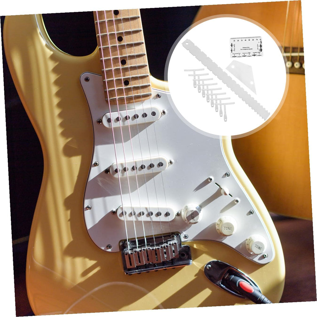 Totority 12pcs Guitar Luthier Tools Kit with String Action Ruler Notched Radius Gauge Fret Rocker and Straight Edge Ruler for Electric Acoustic and Bass Guitar Setup and Repair