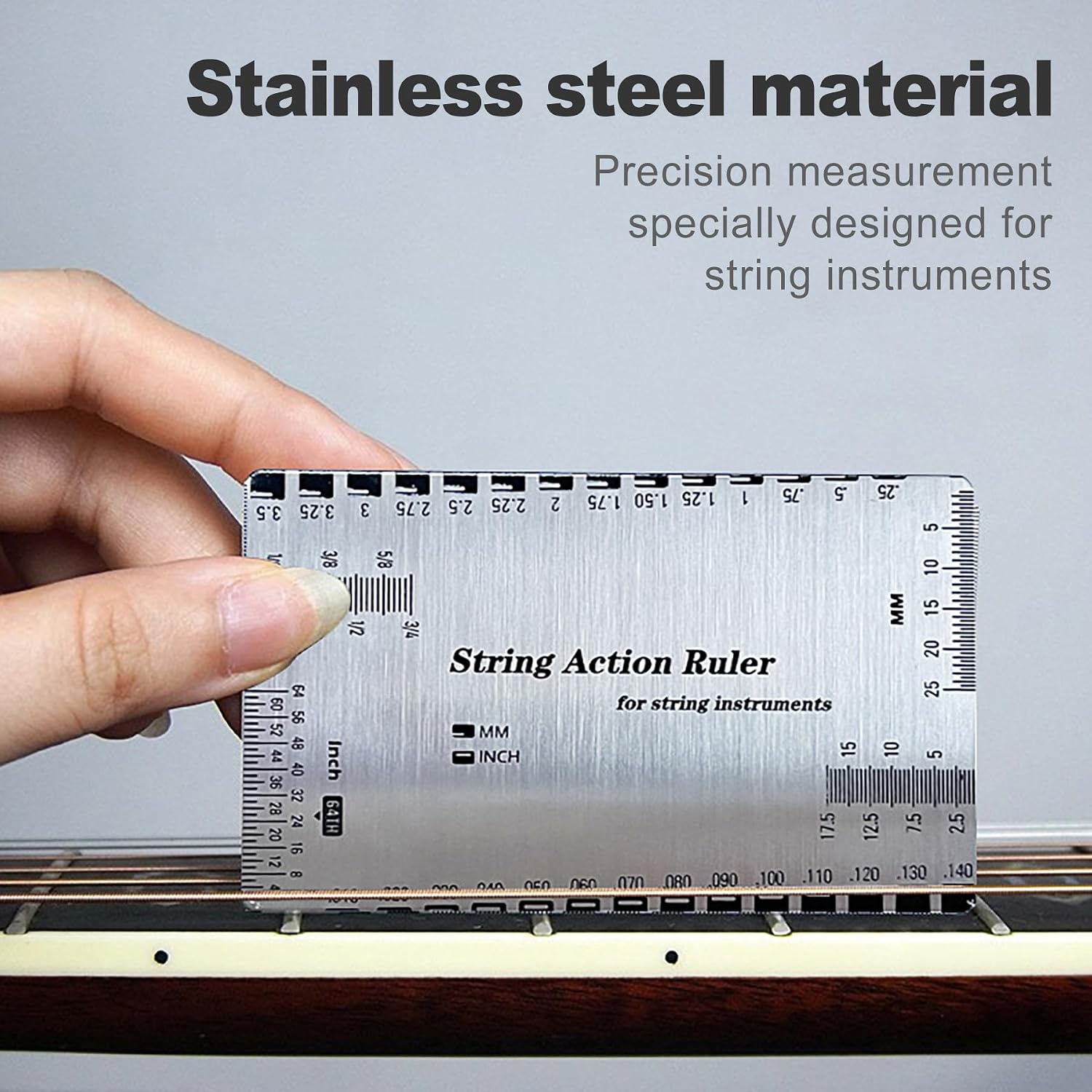 Guitar String Height Gauge Ruler, String Action Gauge Ruler, Setup Tools for Electric and Acoustic Guitar, Includes Fret Rocker Gauge for Guitar Bass Repair, Luthier Repair Tool