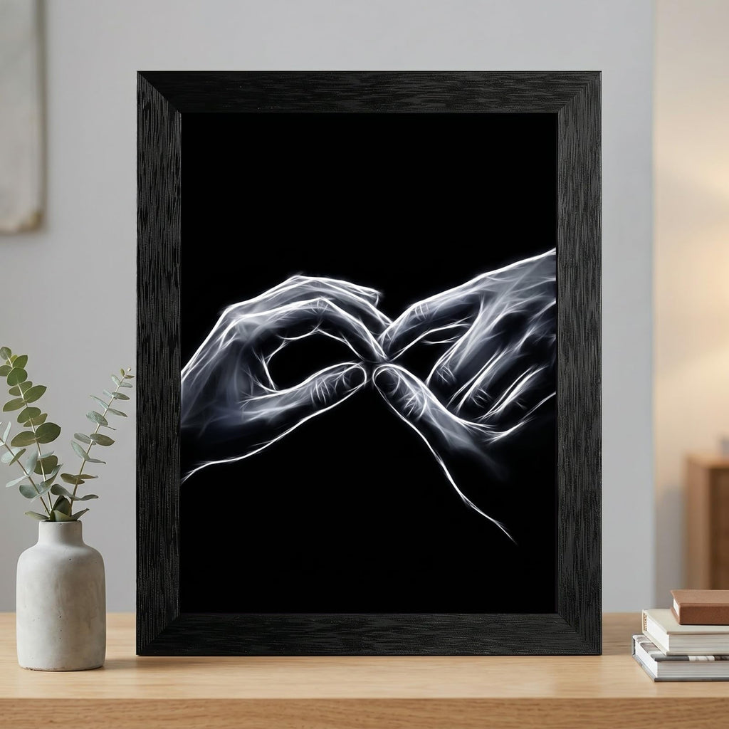 Framed Canvas Wall Art Minimalist Abstract Cello Musical Instrument Electric White Glowing Lines on Black Canvas Print Poster Black Frame Wall Decor for Music Room Studio Modern Art, Inch 24x36