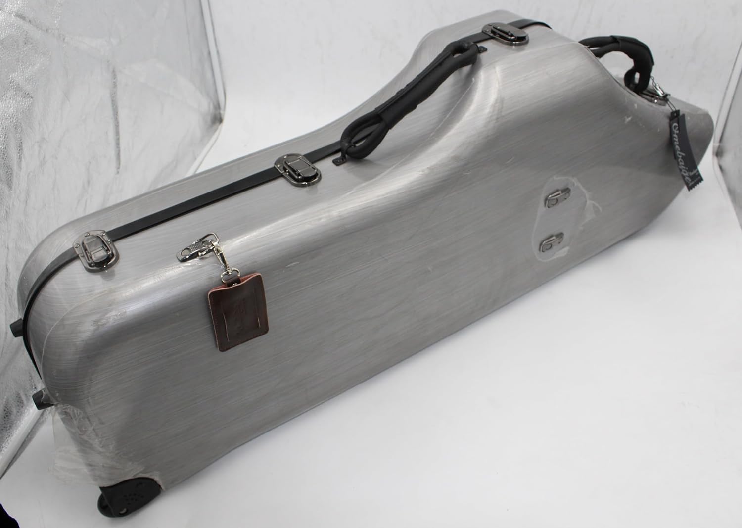 Eastern Music Pro Baritone Saxophone, Yellow Brass with Champagne Gold Lacquer, Low A, Floral Engraving, Yani Style Key Design, Includes Flight Case with Wheels and Accessories
