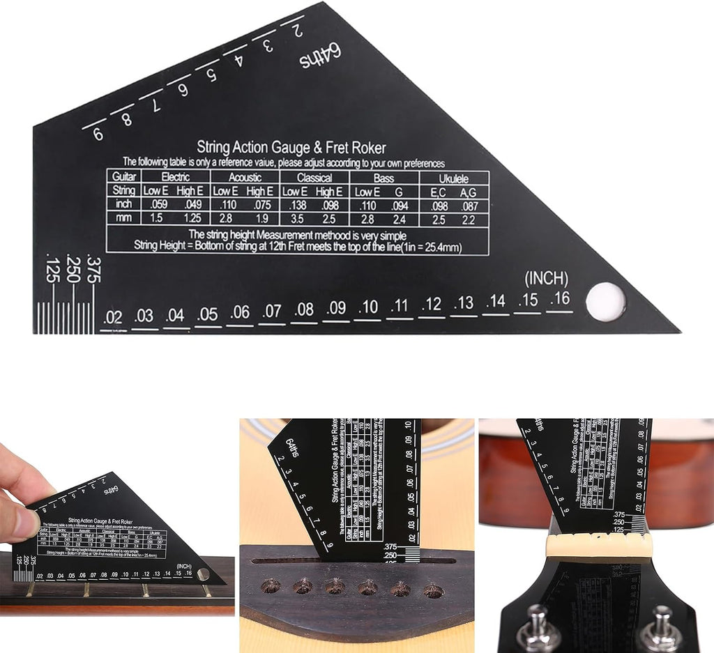 Guitar String Action Gauge String Height Ruler Guitar Fret Rocker Fret Leveling Guide High Precise Guitar Luthier Tool