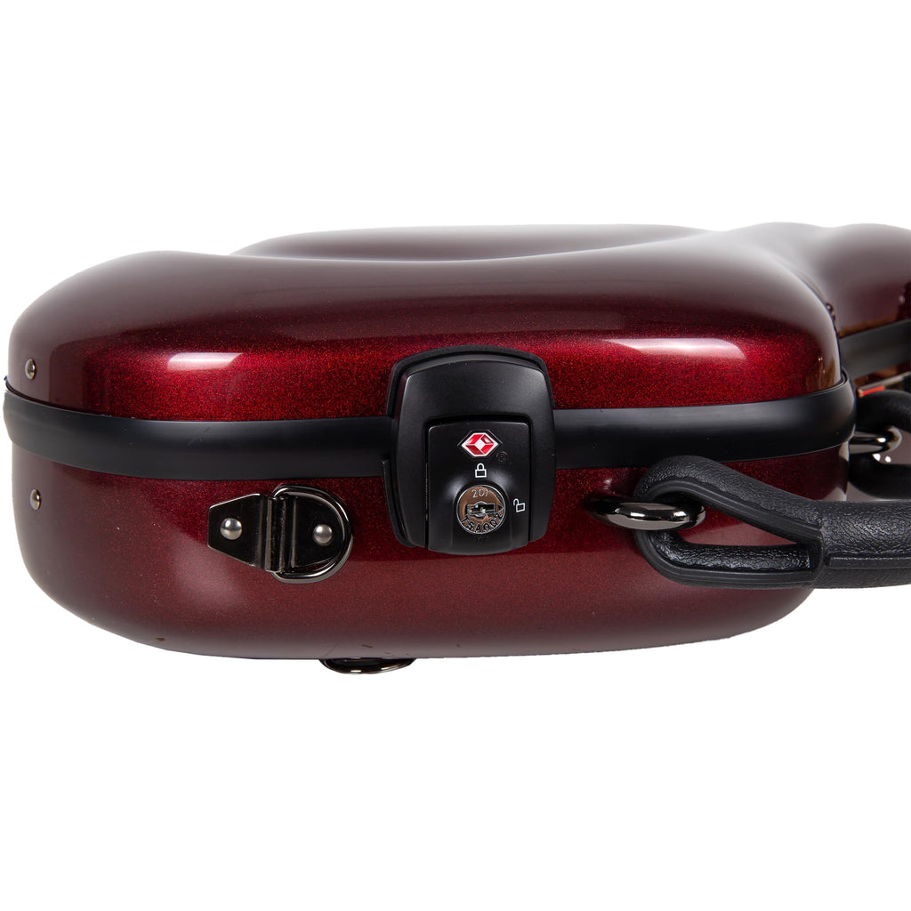 Crossrock Pro-Grade Straight Soprano Saxophone Case | Crimson Red Gloss, TSA Lock, Elite Protection, Detachable Backpack Straps, Accessory Pocket for Professional Musicians