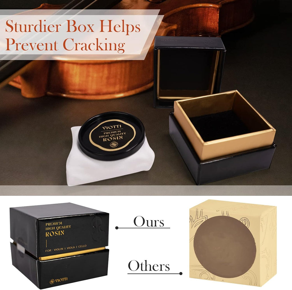 Viotti Dark Olive Rosin for Violin, Viola & Cello: Super-Smooth Rosin Engineered with Advanced Technology for Superior Grip with Low Dust, Shipped in Padded Protective Case to Prevent Cracking