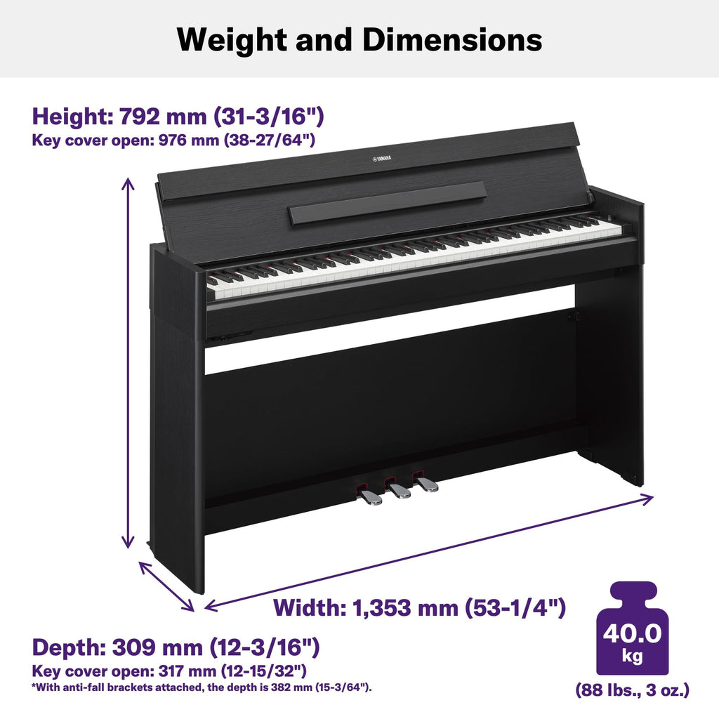 Yamaha Arius Series 88-Key Weighted Action Upright Digital Piano for Beginner and Intermediate Players, Dynamic Response, Grand Piano Sound, 3-pedal Unit, Bench Included, Rosewood YDP105R