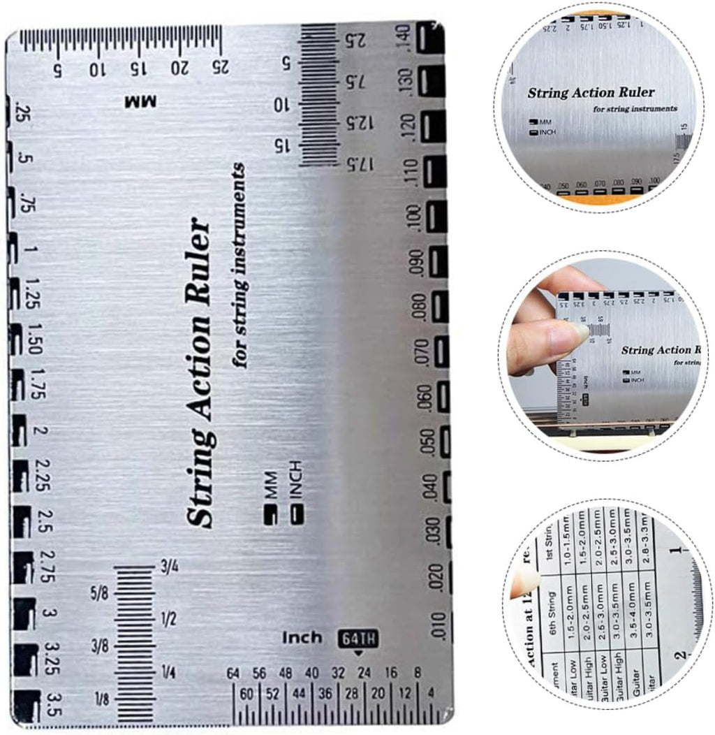 Holibanna High Precision Guitar String Action Ruler for Luthiers Portable Measurement Tool for Accurate Neck String Height Essential for Guitar and Bass Setup