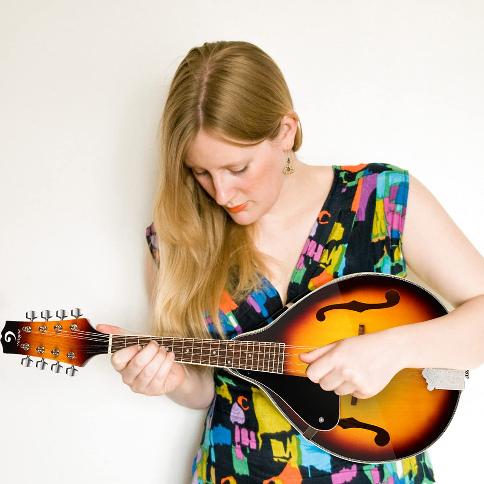 Vangoa Mandolin Musical Instrument A Style Acoustic Electric, 8 Strings Mahogany for Beginner Adults Teens, Red Burst