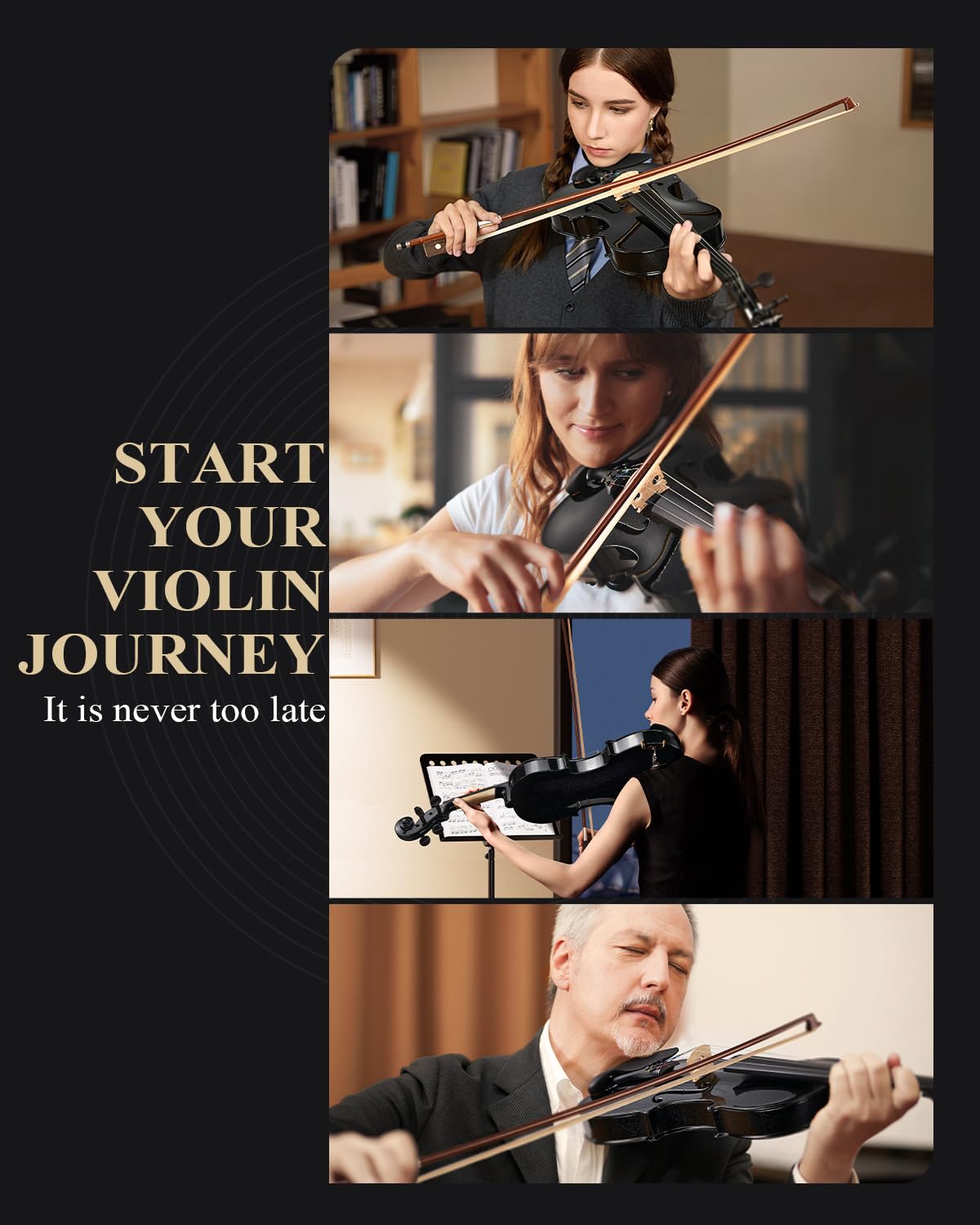 Eastar 3/4 Violin for Beginners, Violins Kit for Student, Fiddle with Hard Case, Rosin, Shoulder Rest, Bow, and Extra Strings (Imprinted Finger Guide on Fingerboard)