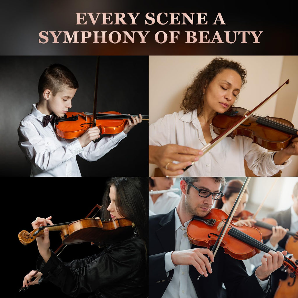 Allset Violin Fiddle Set: 4/4 Polished Violin Kit for Beginners, Acoustic Violin with Hard Case, Solidwood Handmade Starter Kit with Bow, Rosin, Shoulder Rest, Tuner, Strings-Burgundy (yellow, Full)